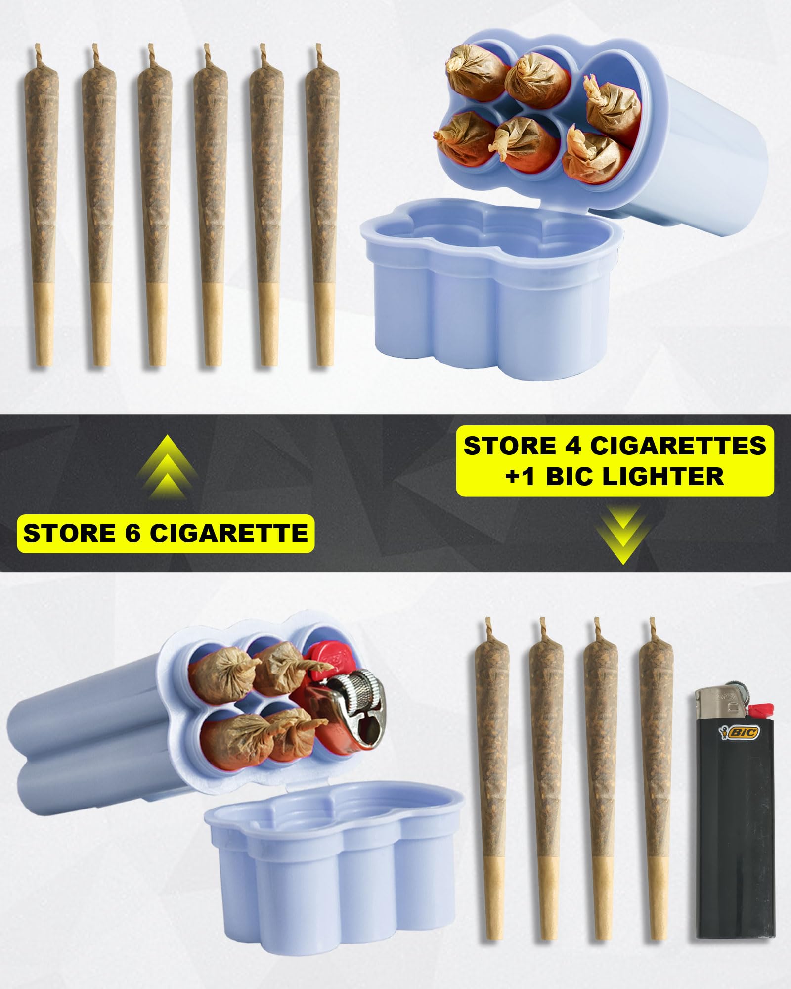 4-Hole King Size Pre-roll Cone Holder Case, Cigarette Case for Regular Size Cigarettes & King Size, Small Container Lighter Box, Smoking Accessories for 1-1/4 Size Pre Rolled Rolling Paper: 3 PACK BLUE 4-6 Capacity
