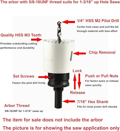 Miniatura 4 de MaxTool 2-18 "sierras de agujero bimetálico 2.126 in HSS M3 sierra de taladro bimetálico 1.75" corte profundo para metal madera plástico compuesto