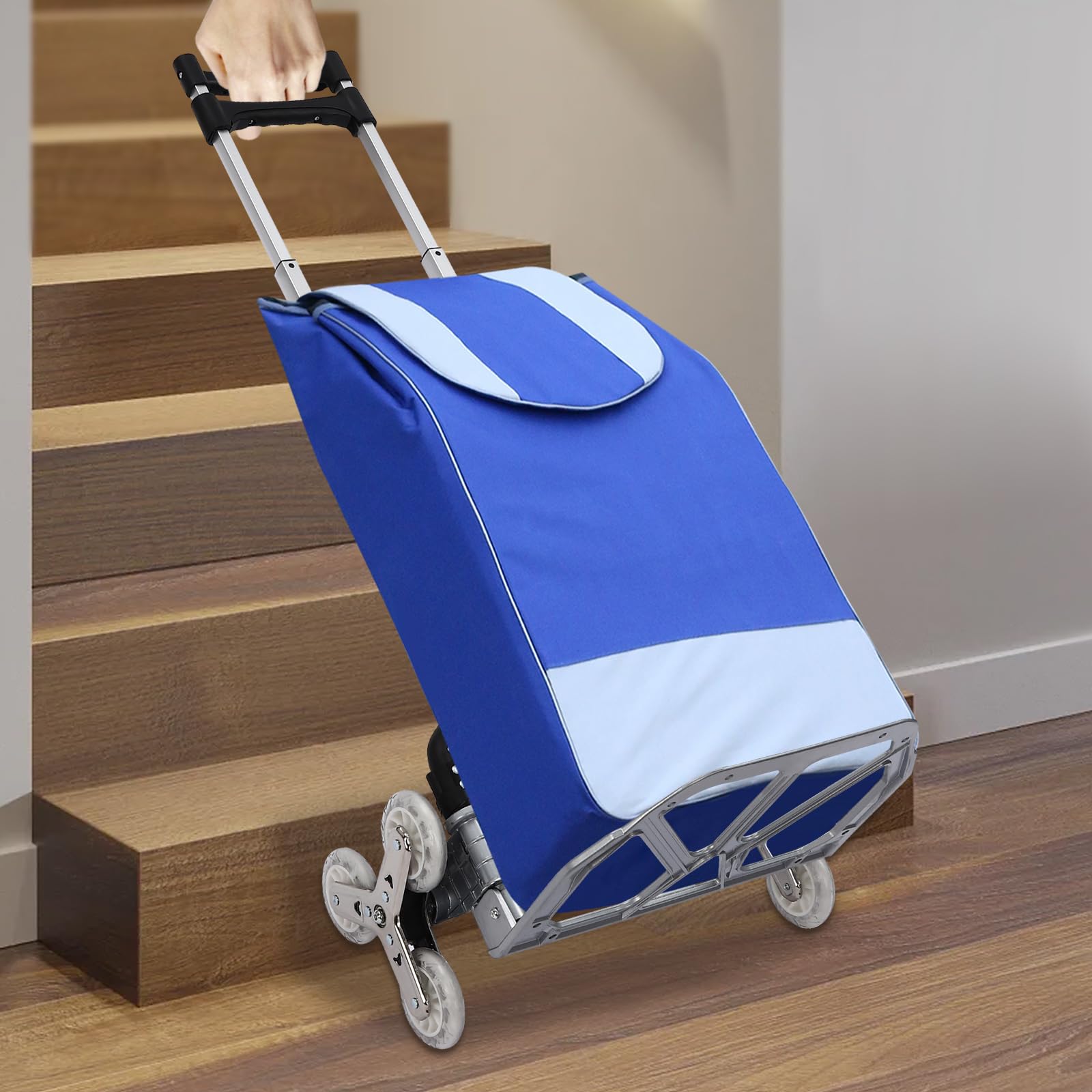 Podobny do wózka ręcznego, składany wózek schodowy z linką mocującą, maksymalne obciążenie do 75 kg, nadaje się jako wózek ręczny / wózek transportowy do transportu na klatkach schodowych