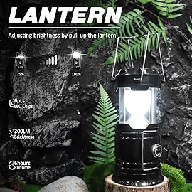 DIBMS 4-Pack Solar Camping Lantern, Collapsible LED Solar USB Rechargeable Lantern Flashlight Emergency Hanging Lights for Camping Hurricanes Power Outages Indoor Outdoor