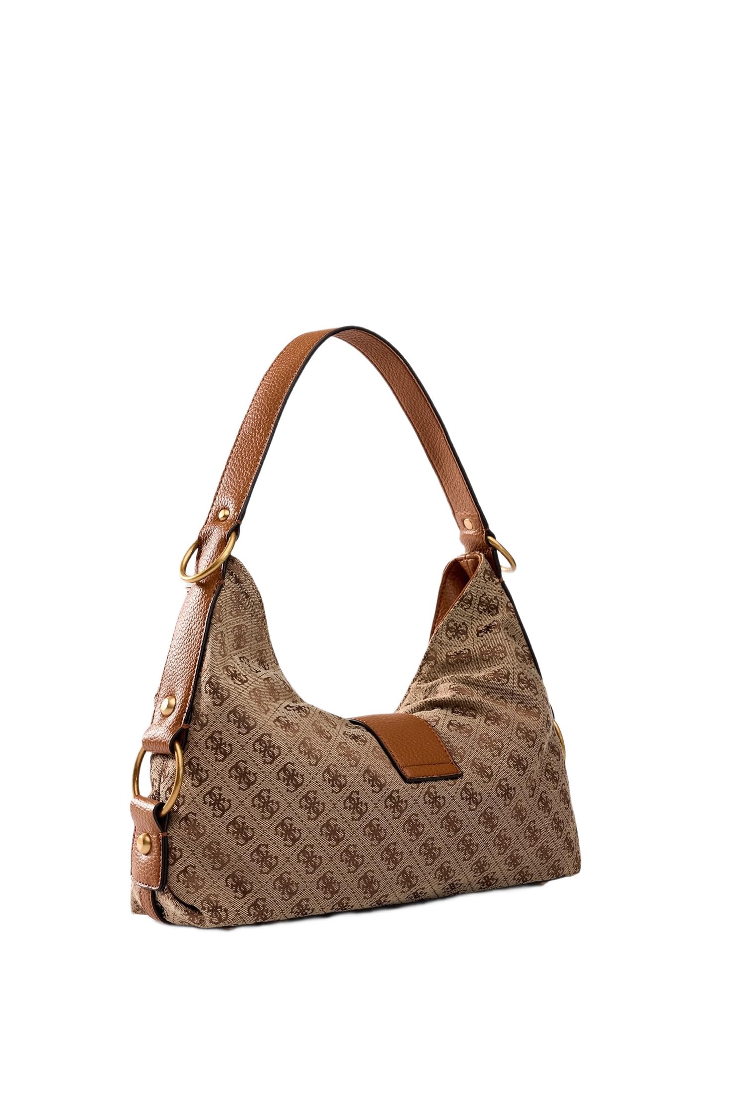 GUESS Schultertasche Camden Shoulder Bag Latte Logo/Cognac braun