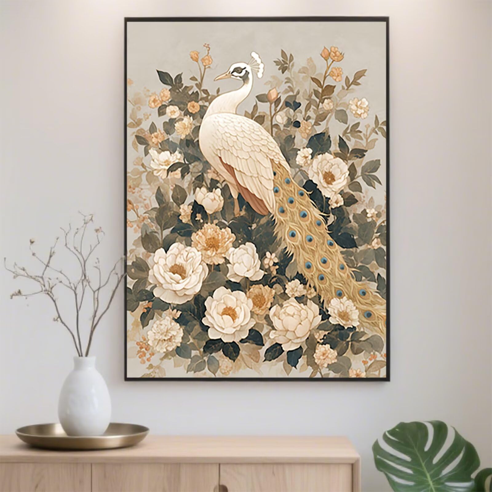 Mały diamentowy paw, 76 x 99 cm, diamentowy obraz, piwonia, sztuka i rękodzieło, dla dorosłych, 2025 nowy DIY, pełne wiercenie, haft krzyżykowy, klejnot, malowanie według numerów, płótno, rękodzieło