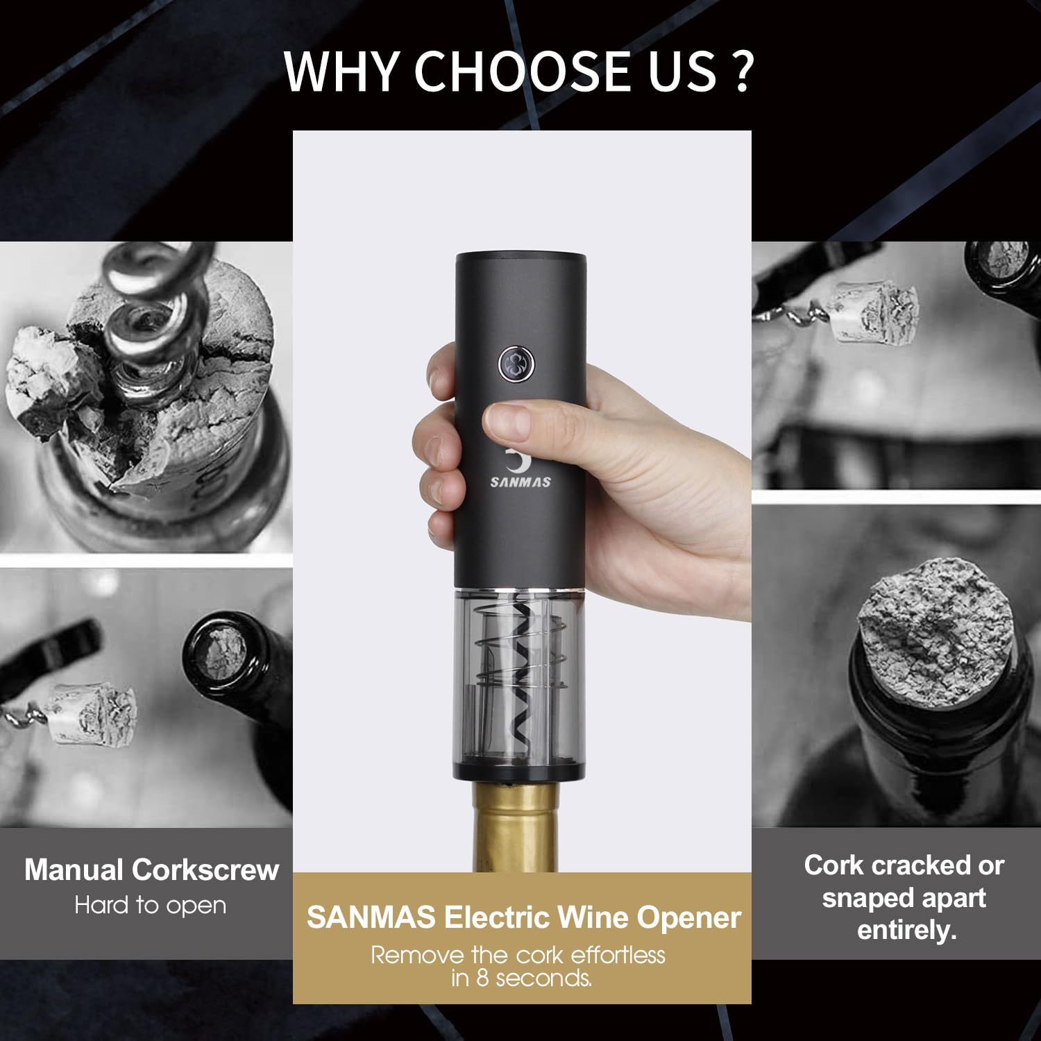 Abrebotellas de vino eléctrico, juego de abridor de sacacorchos automático recargable con cortador de papel de aluminio, tapón de vino aireador de vino vertedor para regalo para amantes del 5