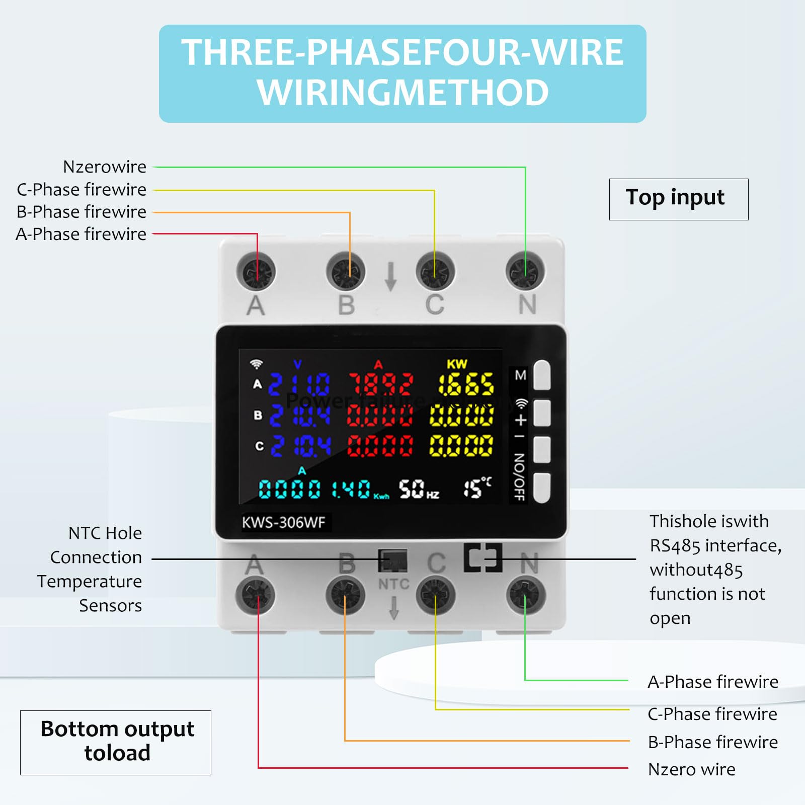 Licznik prądu 3-fazowy, inteligentny licznik prądu z WiFi, inteligentny licznik prądu cyfrowy z WiFi, 80A 220V AC, inteligentny licznik ochrony przed awarią prądu, przegrzaniem, spadkiem napięcia