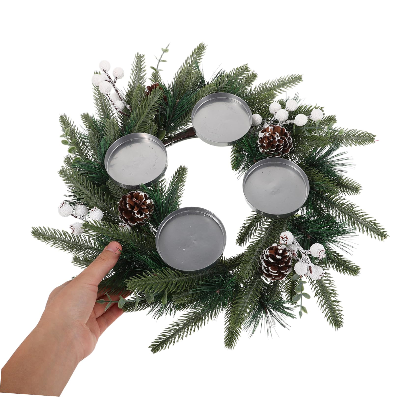 Adventskranz Künstlicher Weihnachten Kerzenhalter Mit Kiefernzapfen Beeren Festlicher Tischkranz Für Kamin Esstisch Fensterdeko Einfacher Aufbau Elegantes Design