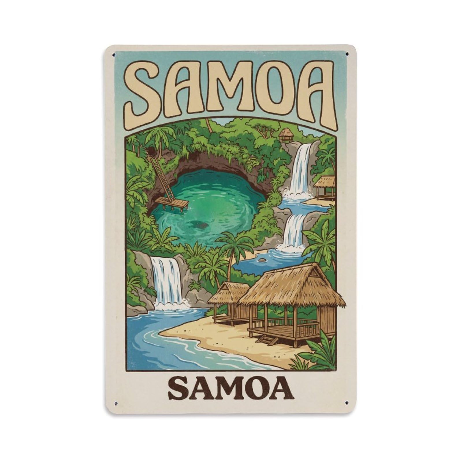 Metal Tin Sign Retro Travel Samoa