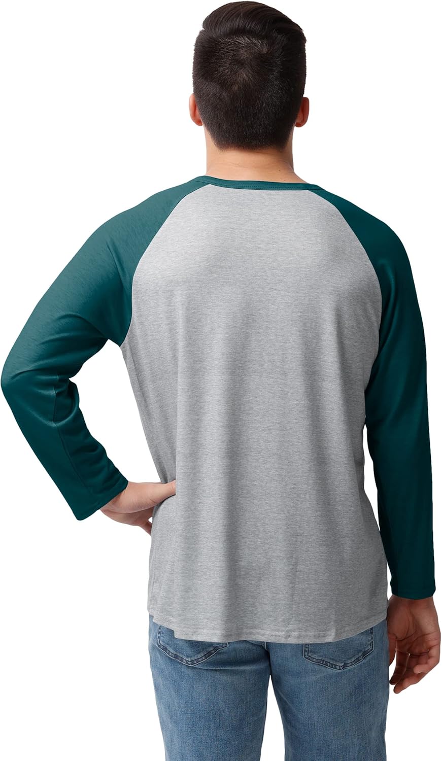 FOCO mens Nfl Team Logo Long Sleeve Henley Shirt, Gray Team Logo, Large US - Image 3