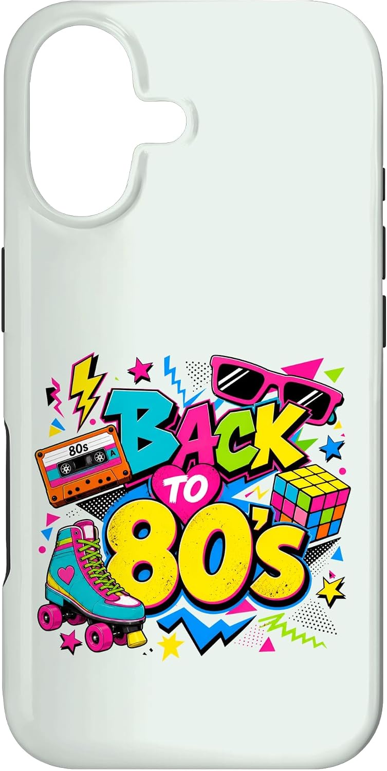 Vintage Back to 80s Retro Cassette Tape Boombox Roller Skate Case for iPhone 17