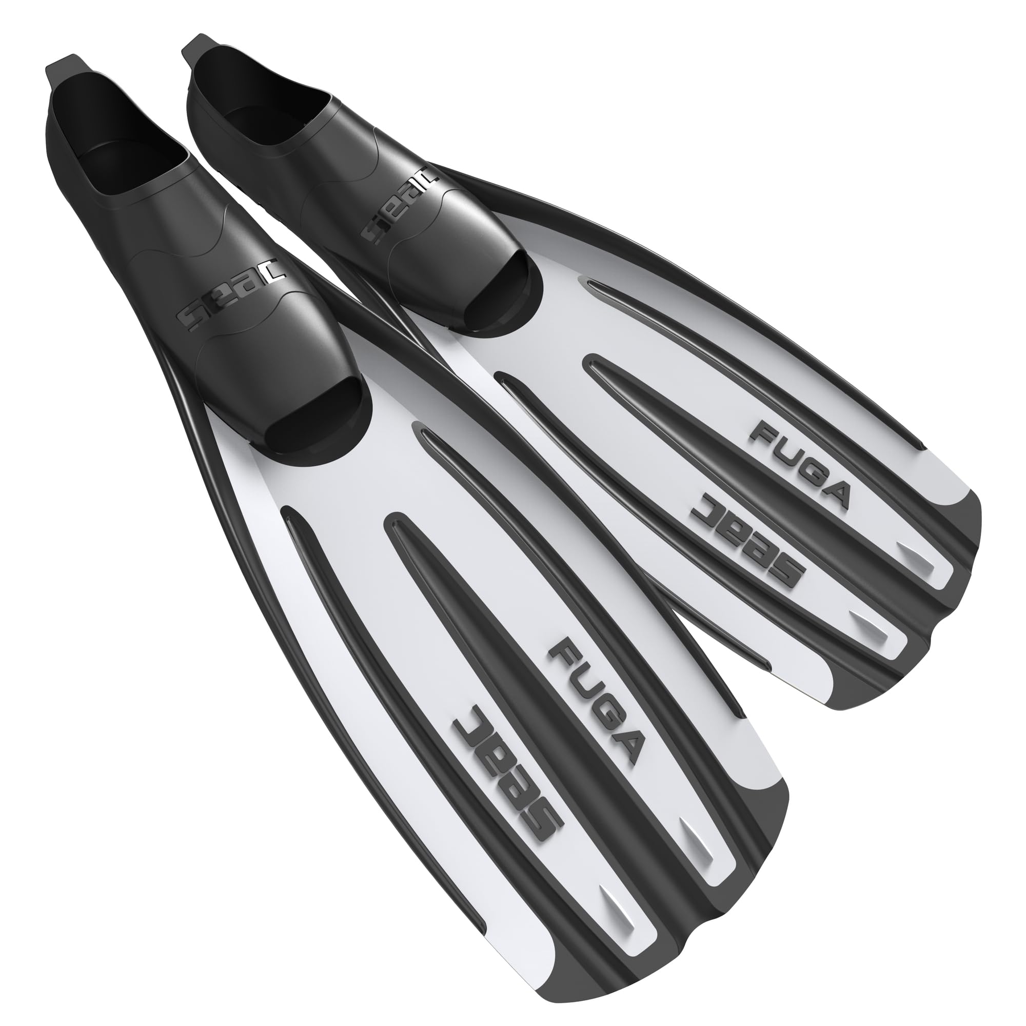 SEAC Fuga, Diving Fins for Scuba Diving, Snorkelling and freediving with Foot Pocket, white, 10/11UK