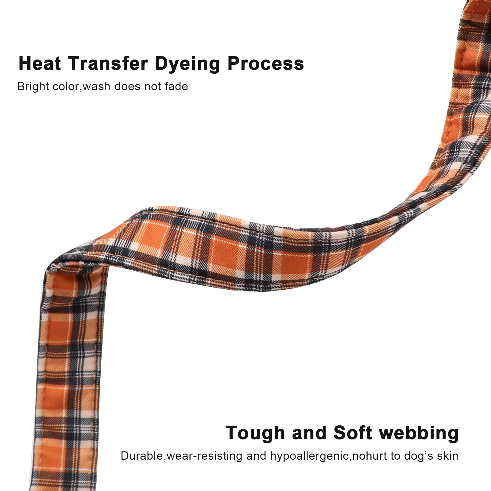 Lionet Paws Halloween Dog Collar- Cute Blank Orange Grid Fall Dog Collars with Plastic Buckle and Leave Pendant - Image 4