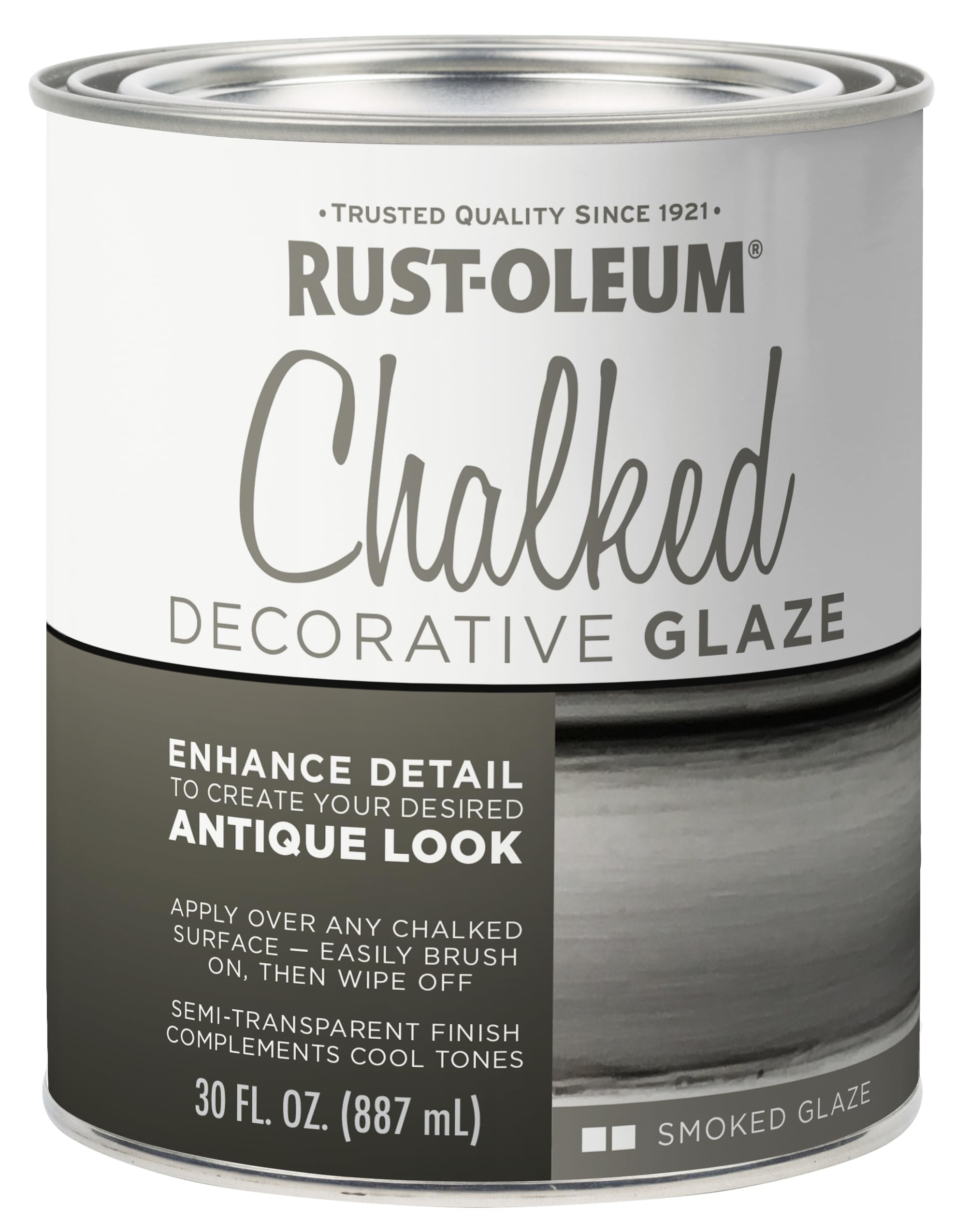 Rust-Oleum 315883 Chalked Decorative Glaze, 30 oz, Semi-Transparent Smoked