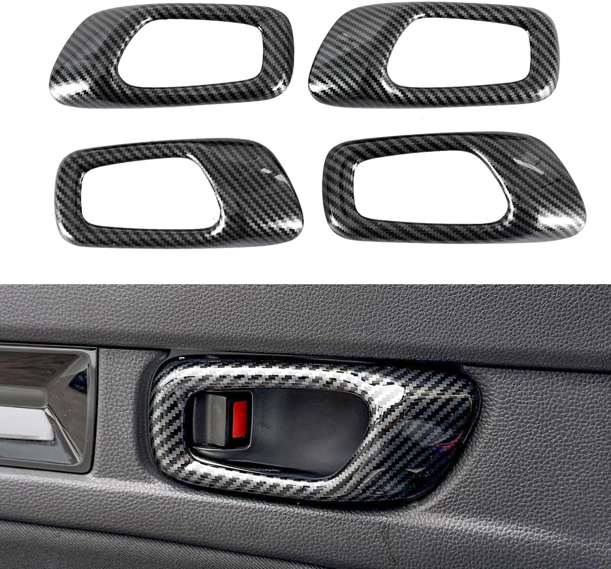 YINGTUU for Honda Civic 11th Gen 2022 2023 2024 2025 Accessories Inner Door Handle Cover Decals ABS Carbon Fiber Style
