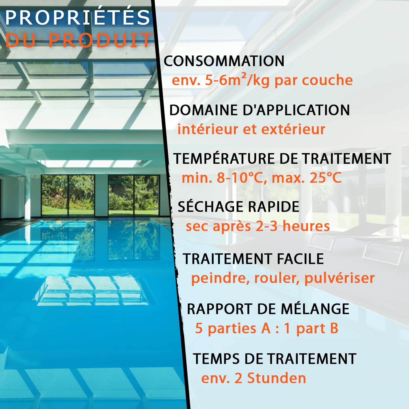 BEKATEQ LS-405 Peinture piscine 2K PUR 2,5kg Gris argent I Peinture brillante pour piscines en fibre de verre, PRV, polyester, béton, fer, acier I Peinture polyuréthane pour l'intérieur & l'extérieur