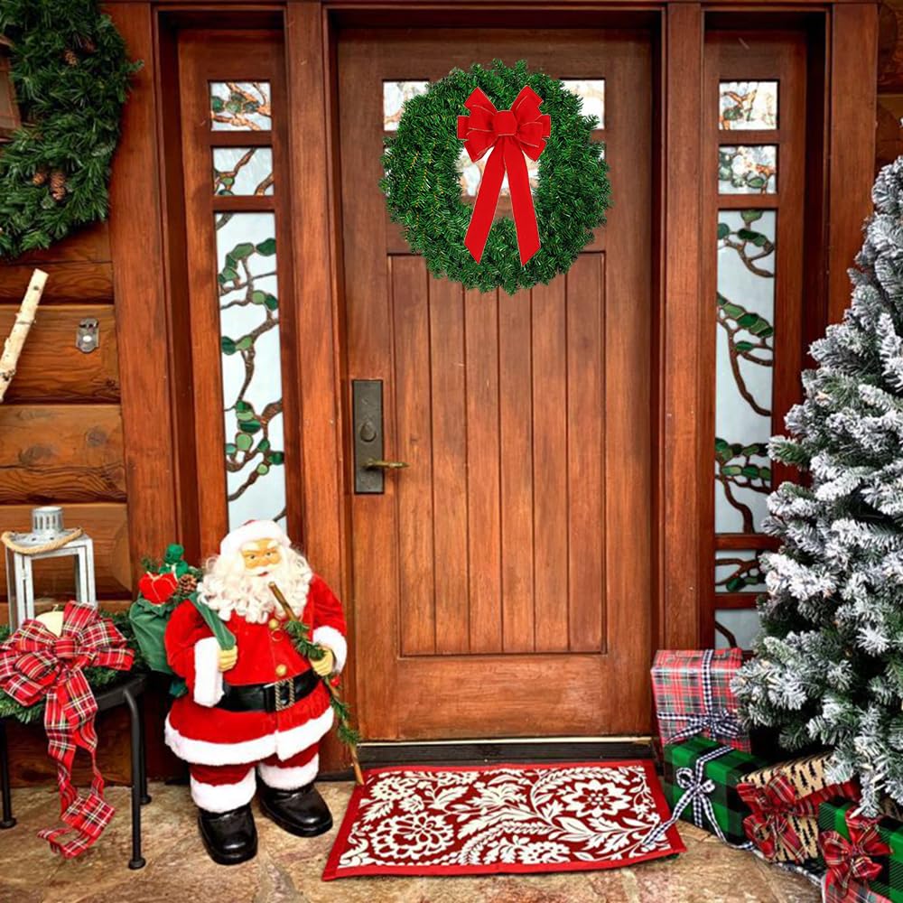 12IN Artificial Christmas Wreath, Wreaths for Christmas Decorations, Canadian Pine Christmas Wreath for Front Door Outside,Christmas Party Decor Christmas (2 Pack, 16 Inch) (12 Inch, 3 Pack)