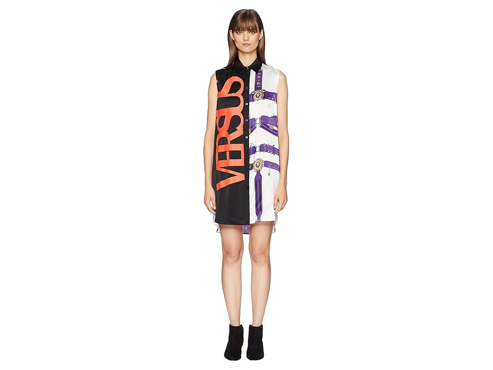 

Versus Versace Abito Donna Tessuto Satmpato Shirtdress (White/Purple) Women's Dress