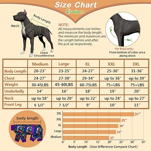 Miniatura 5 de LovinPet Pijama grande para perros grandes, mameluco posoperatorio para razas de perros grandes, rayas reflectantes, tejido elástico ligero y