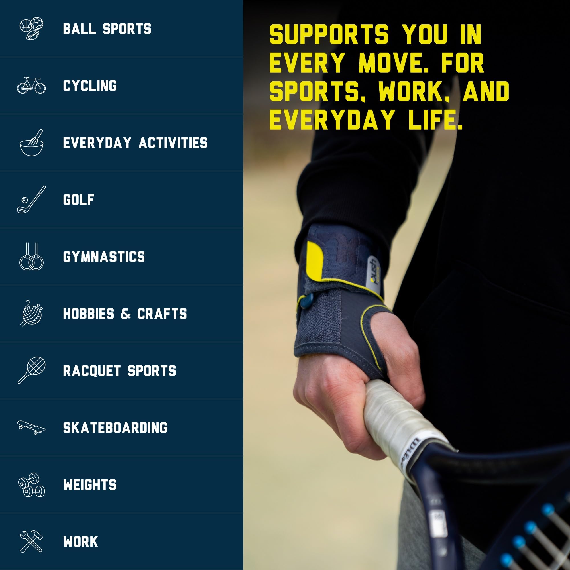 Push Sports Wsparcie stabilizujące nadgarstek i łagodzą ból