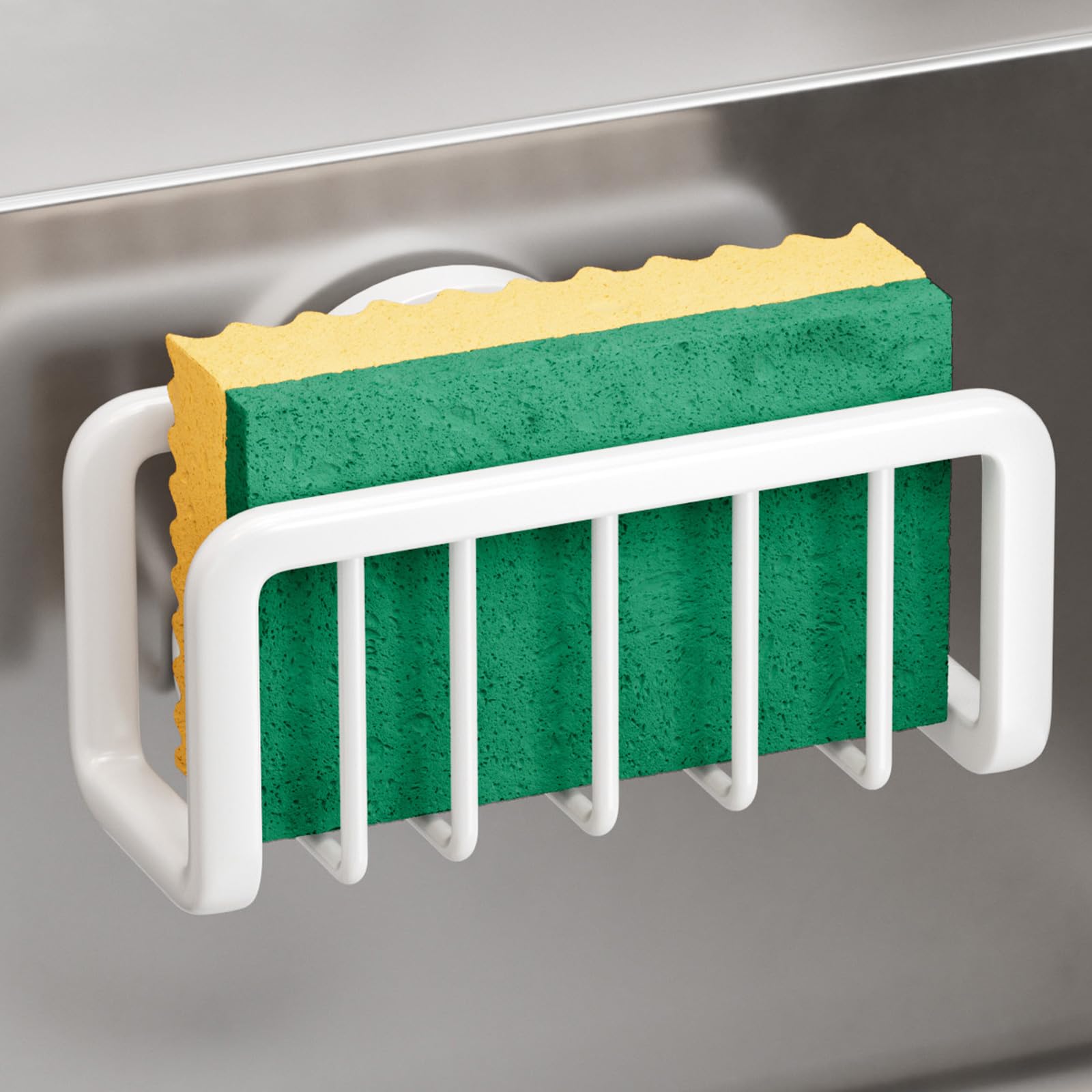Photo 1 of TAILI White Sponge Holder for Kitchen Sink with Strong Suction Cup
