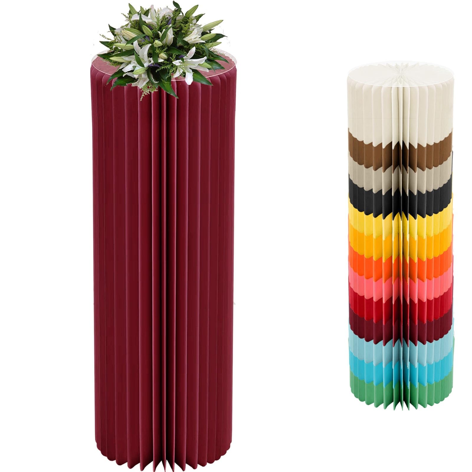 YTBHSHXZ plinth， Foldable Cardboard Cylinder Pedestal Cake Stand Multicolor 20-100cm(Wine Red,H 100cm/39.4in)