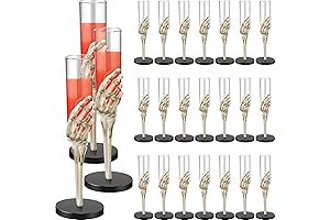 2.7 oz Goblets with Spooky Skeleton Hand Plastic Champagne Flutes Cups