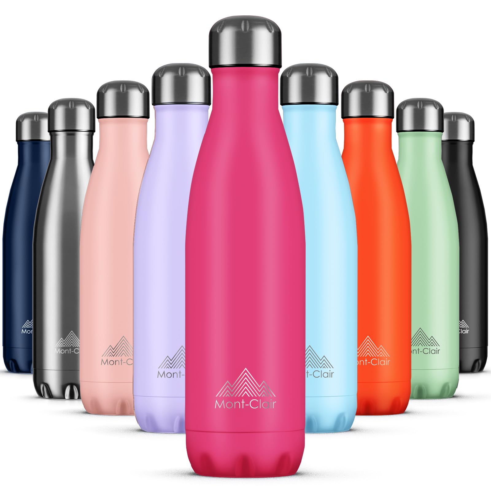 Mont-Clair Stainless Steel Water Bottle, Vacuum Insulated - BPA Free, 12h Hot & 24h Cold Drinks, Metal Water Bottle 500ml Leakproof, Ideal for Adult, Kids, Running - Berry Pink — image 1