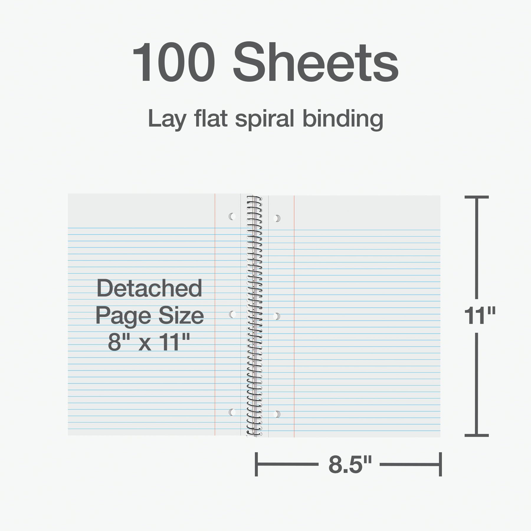 Oxford 1 Subject Spiral Notebook, Notebook for School, Plastic Covers, Back to School Supplies, College Ruled, 100 Sheets, 5 Pack, Assorted Primary Colors: Black, Blue, Red, Green and Yellow (1009289) - Image 4