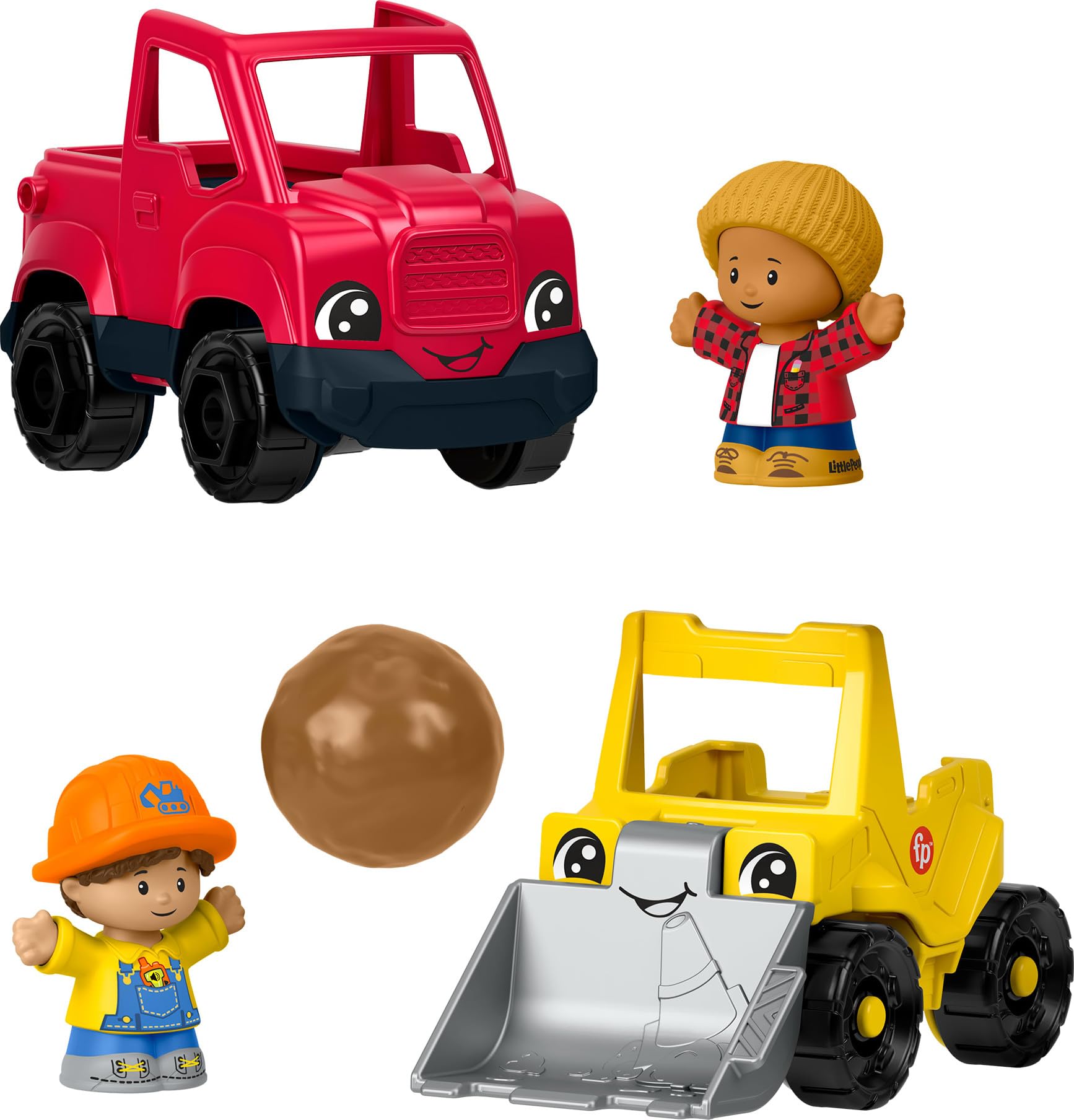 Fisher-Price Little People Kleinkind-Spielzeug, Arbeit Around Town, 5-teiliges Fahrzeug- und Figuren-Set für Kinder ab 1 Jahren