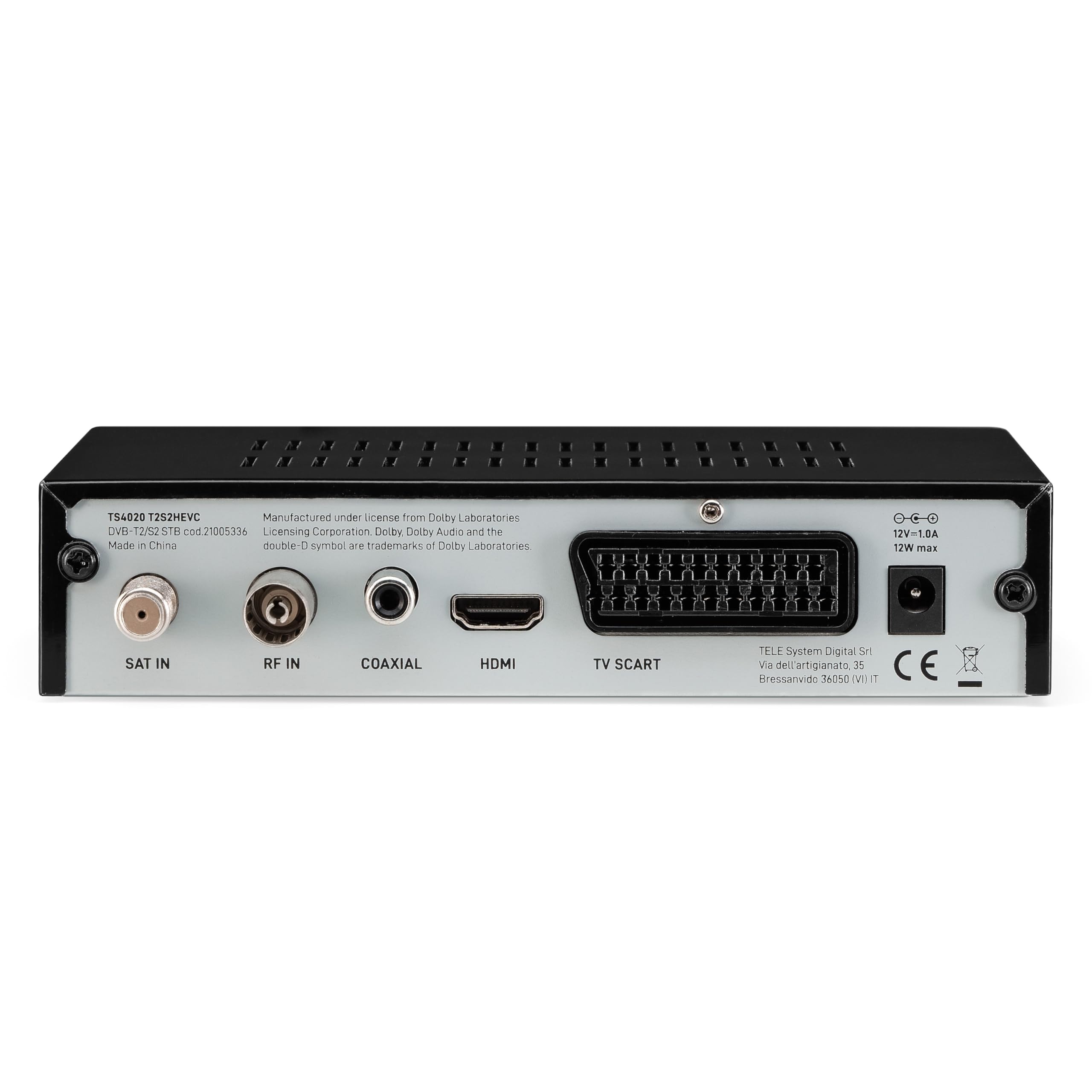 TELE System TS4020 T2S2HEVC COMBO Decodificador digital terrestre y por satélite DVB-T2/S2 HEVC HD HDR10 HLG con pantalla