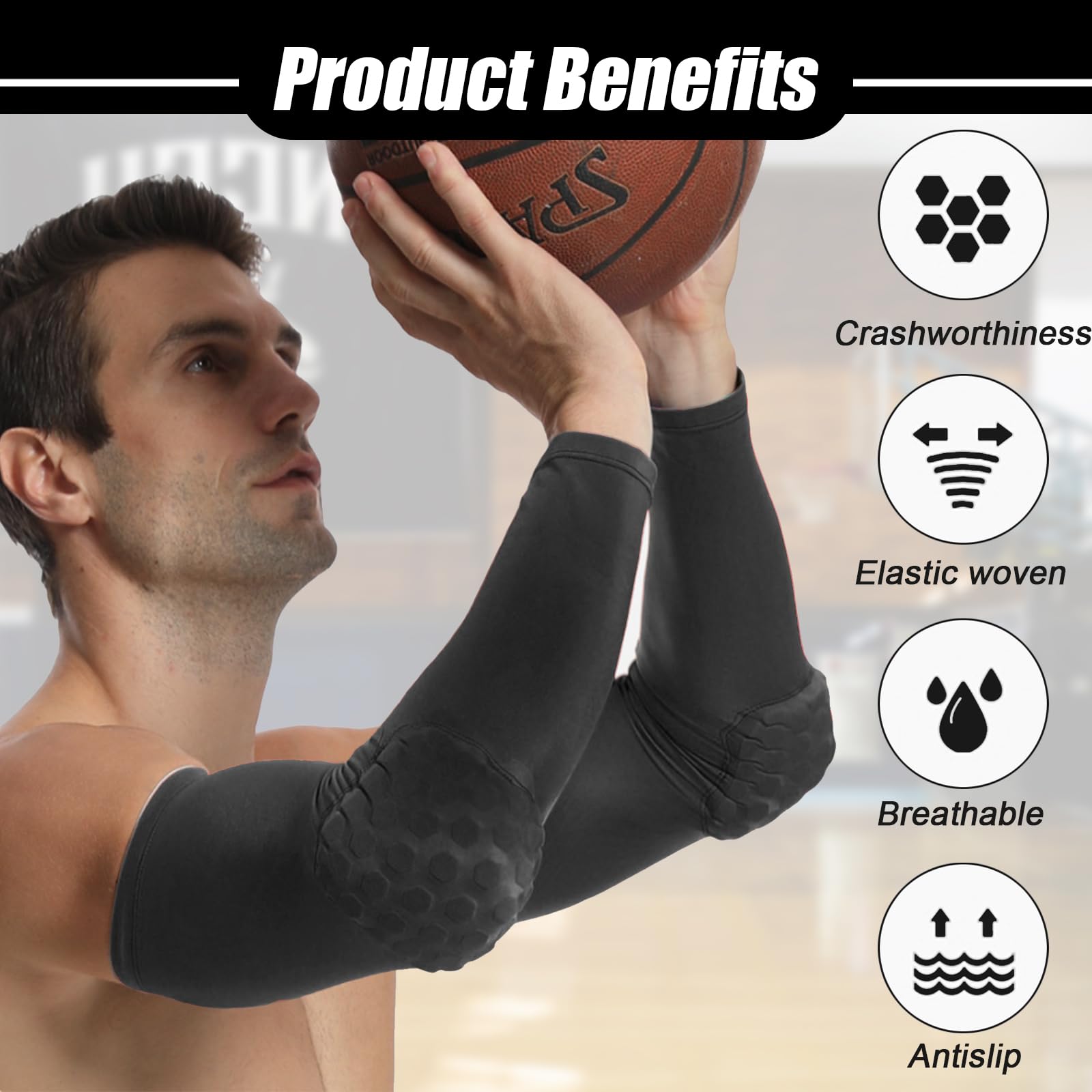 4er-Pack Arm Sleeve Set - Verdickte Armwärmer Ellenbogenschoner, atmungsaktive und elastische Armhülsen mit verbessertem Ellbogenschutz