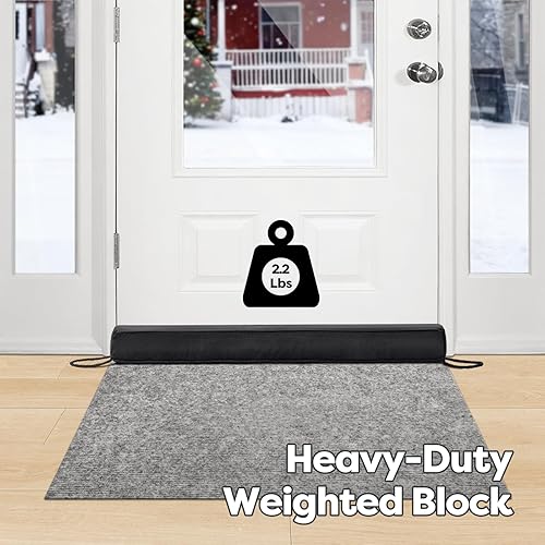 Miniatura 3 de Comfyanno Tope con peso de 36 pulgadas para debajo de la puerta, se adapta a la parte delantera, dormitorio, puerta interior, fácil de instalar,