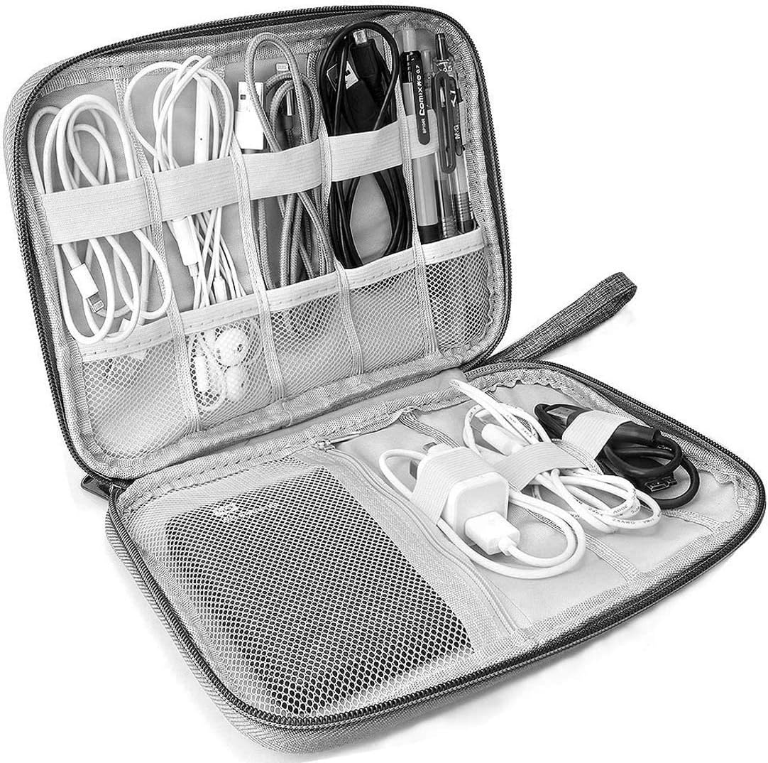 DELFINO Electronics Organizer, Electronic Accessories Bag Travel Cable Organizer Small Electronic Accessories Carrying Bag Soft Drive Case Shockproof Carrying Case USB Holder for iPad Hard Drives