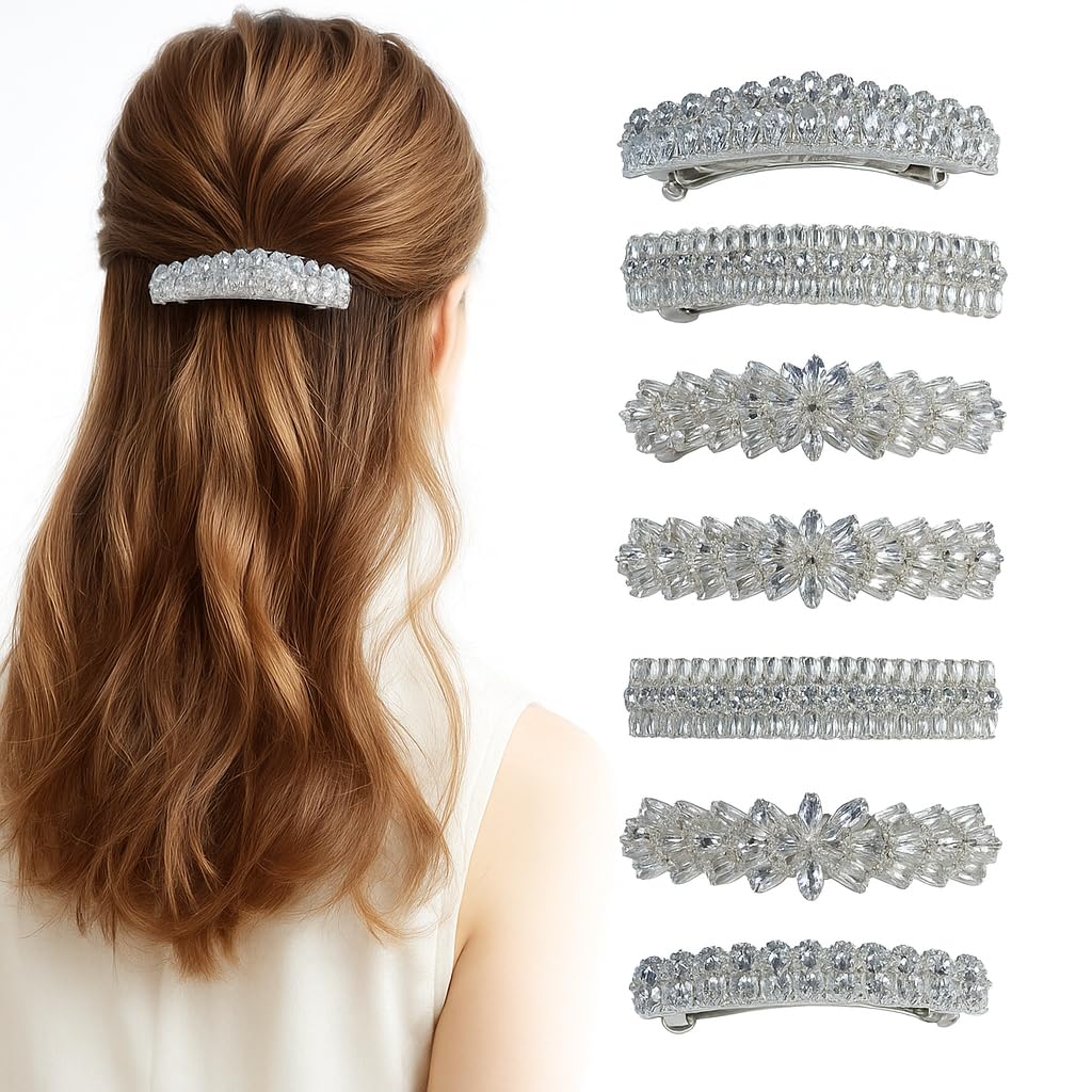 Diversa Metal Ponytail Hair Clips for Girls & Women, Glossy Ponytail Clips, Geometric Design, Hair Accessories Fashion French Clip Barrettes For Women, Random 3 Pcs, Pack of 3 (Diamond)