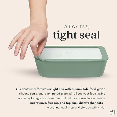 Miniatura 7 de Recipiente de almacenamiento de alimentos de vidrio recubierto de cerámica | Sin PTFE, PFOA, PFAS y BPA | Recipiente reutilizable no tóxico para