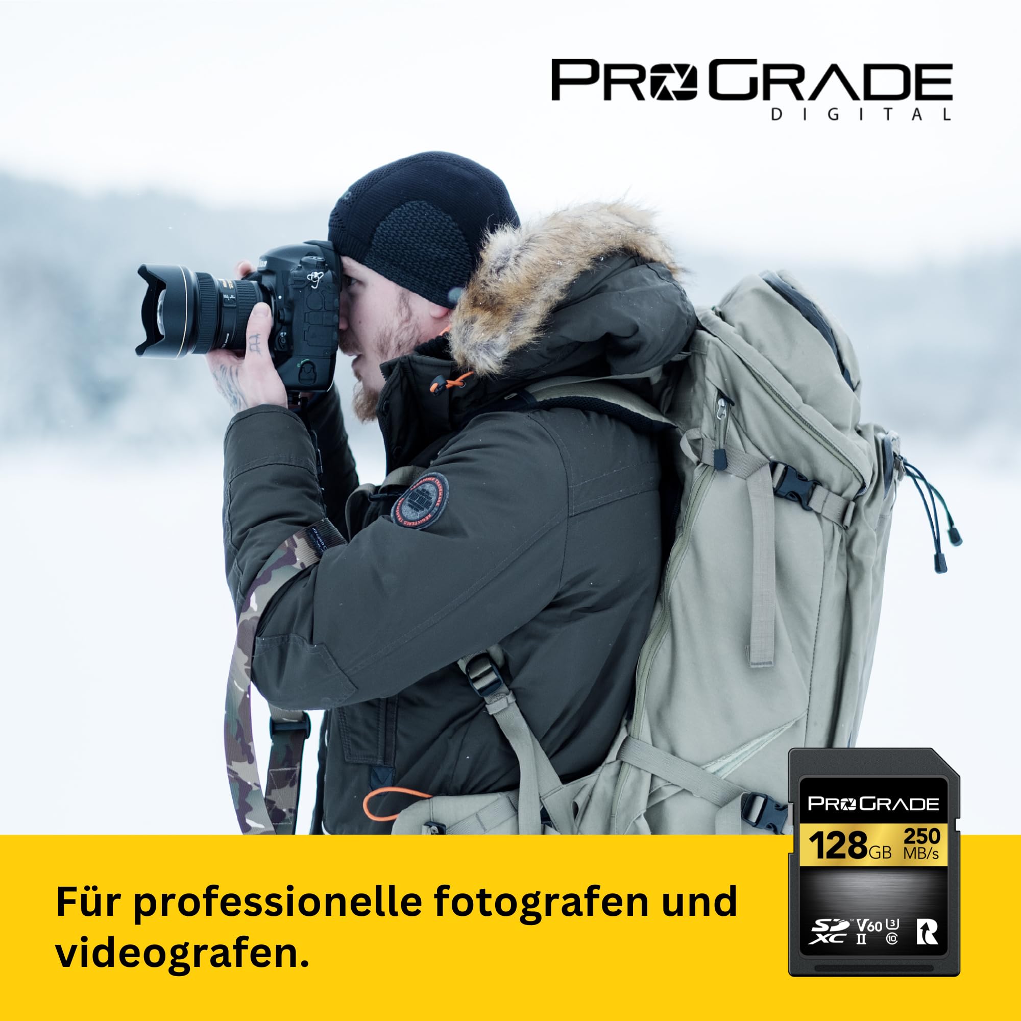 SD UHS-II 128 GB Karte V60 - Schreibgeschwindigkeit bis zu 130MB/s und Lesegeschwindigkeit von 250MB/s | Für professionelle Filmemacher, Fotografen und Kuratoren von Inhalten - von Prograde Digital