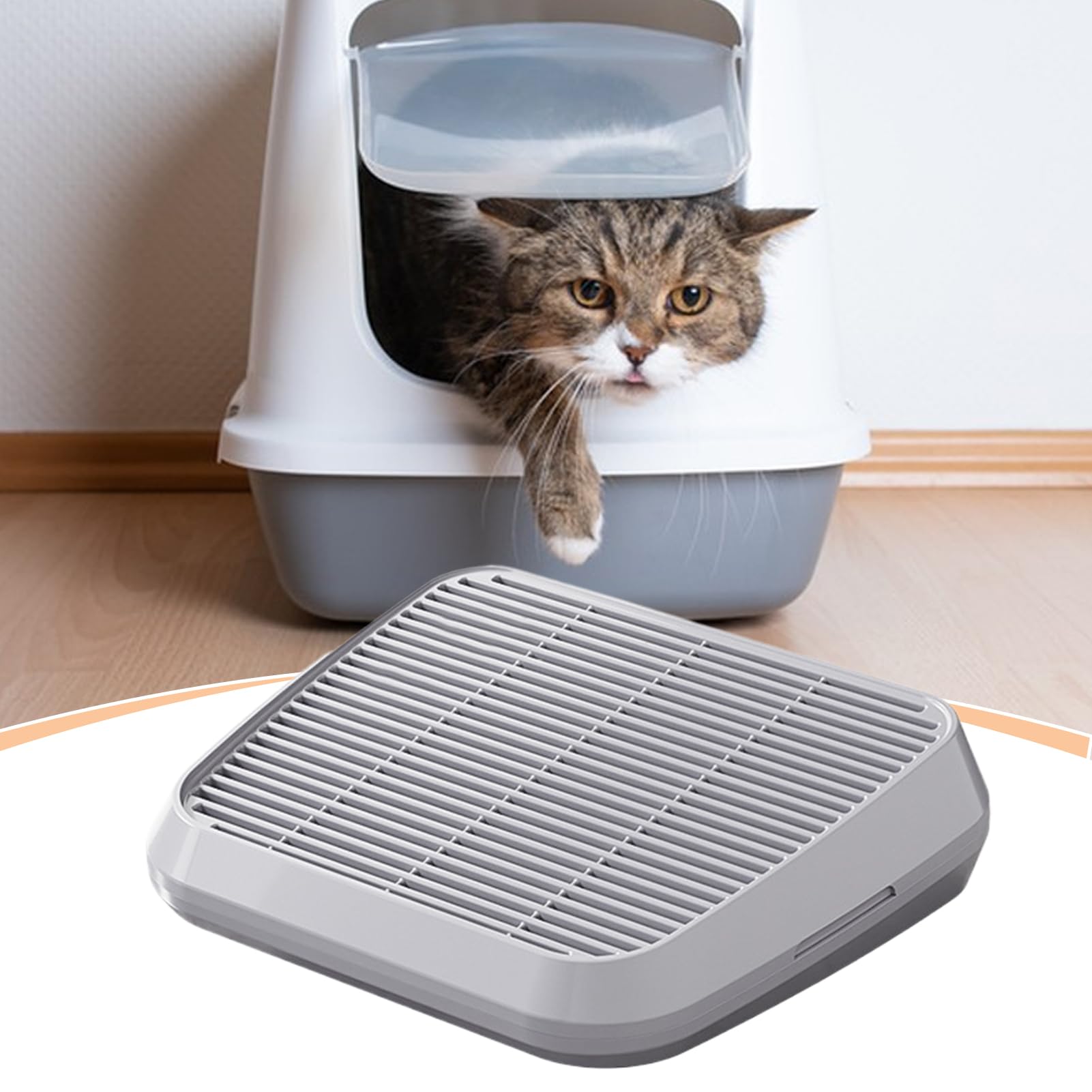 Escalón para Caja De Gatos | Bandeja Antiderrapante para Evitar Rastros De con Rampa - Bandeja Antirrastreo Doble Capa para Mascotas Pequeñas Y Mayores