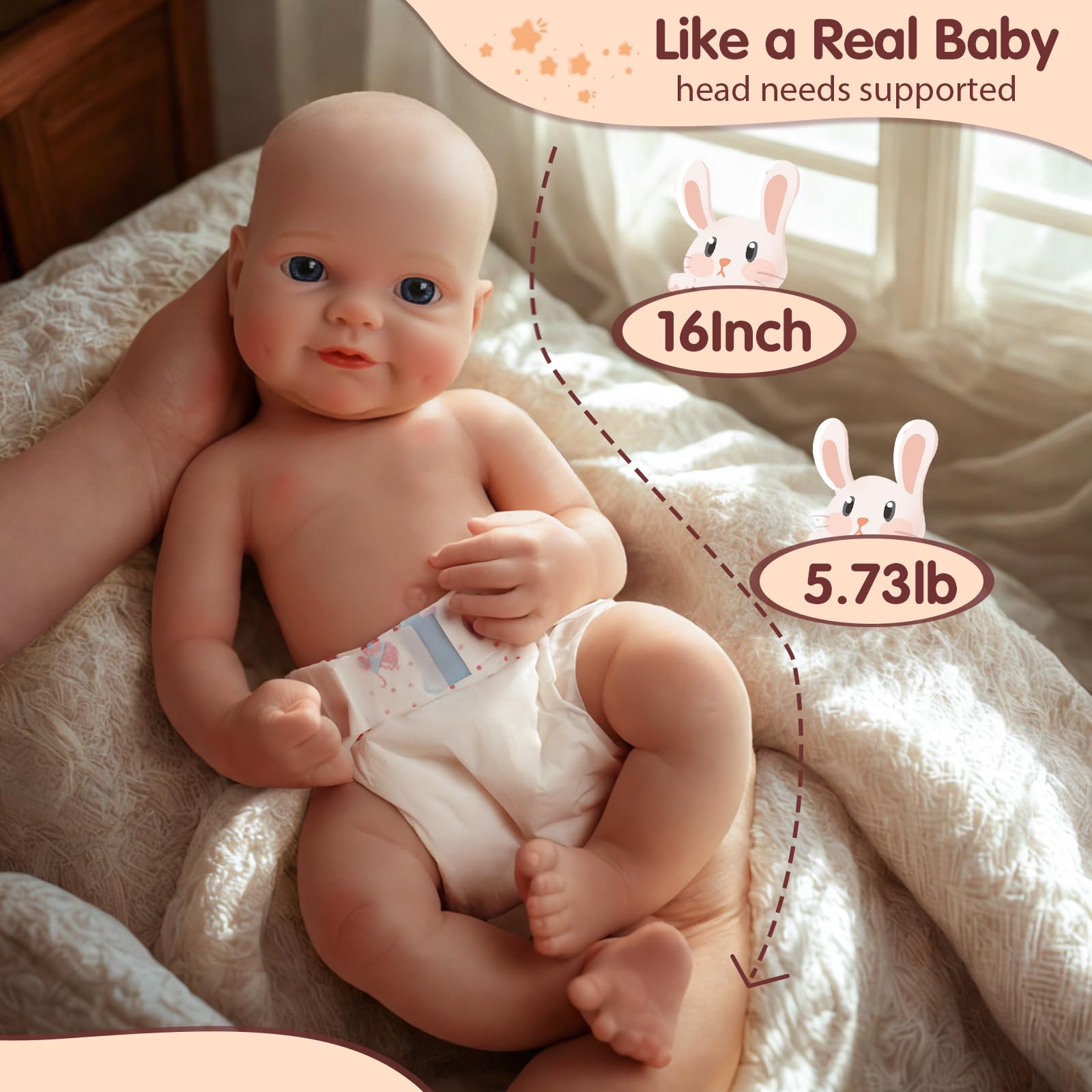 BABESIDE Bambole Reborn Da 16 Pollici Con Corpo Intero In Silicone - Realizzate In Morbido Silicone E Ponderate Per Sentirsi Come Un Vero Bambino
