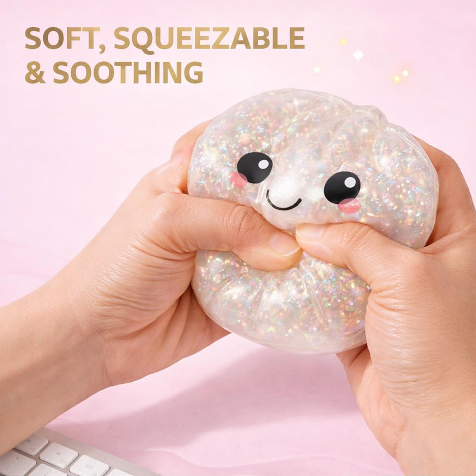 2026 Upgrade Glitter Dumpling Squishy Box,Squishy Dumpling,Anxiety Relief Fidget (Transparent) — view 3