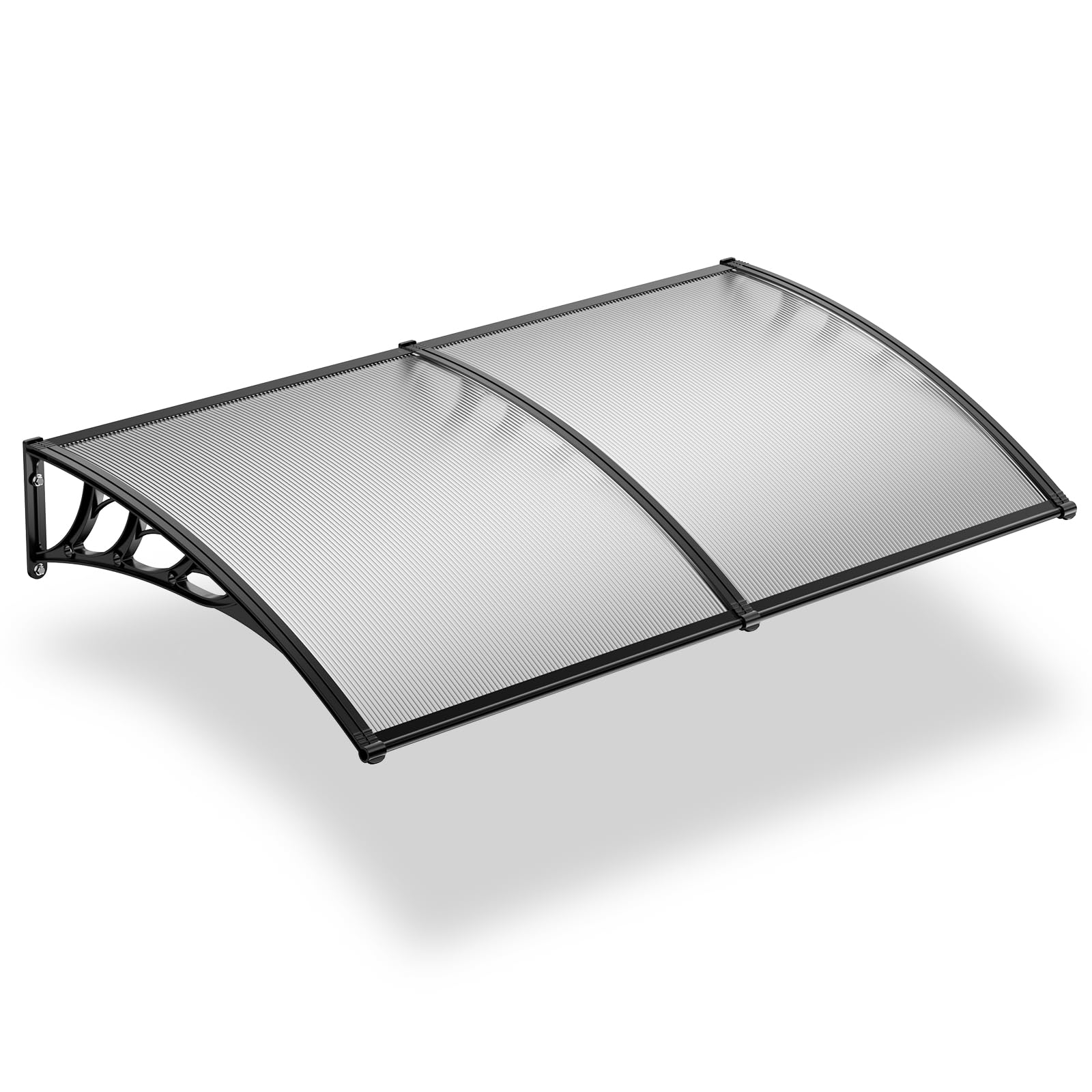 Door Canopy Awnings Garden Outdoor Window Patio Porch Rain Protector Shelter Shade Cover Resists-Corrosion 190x100x28cm, Black