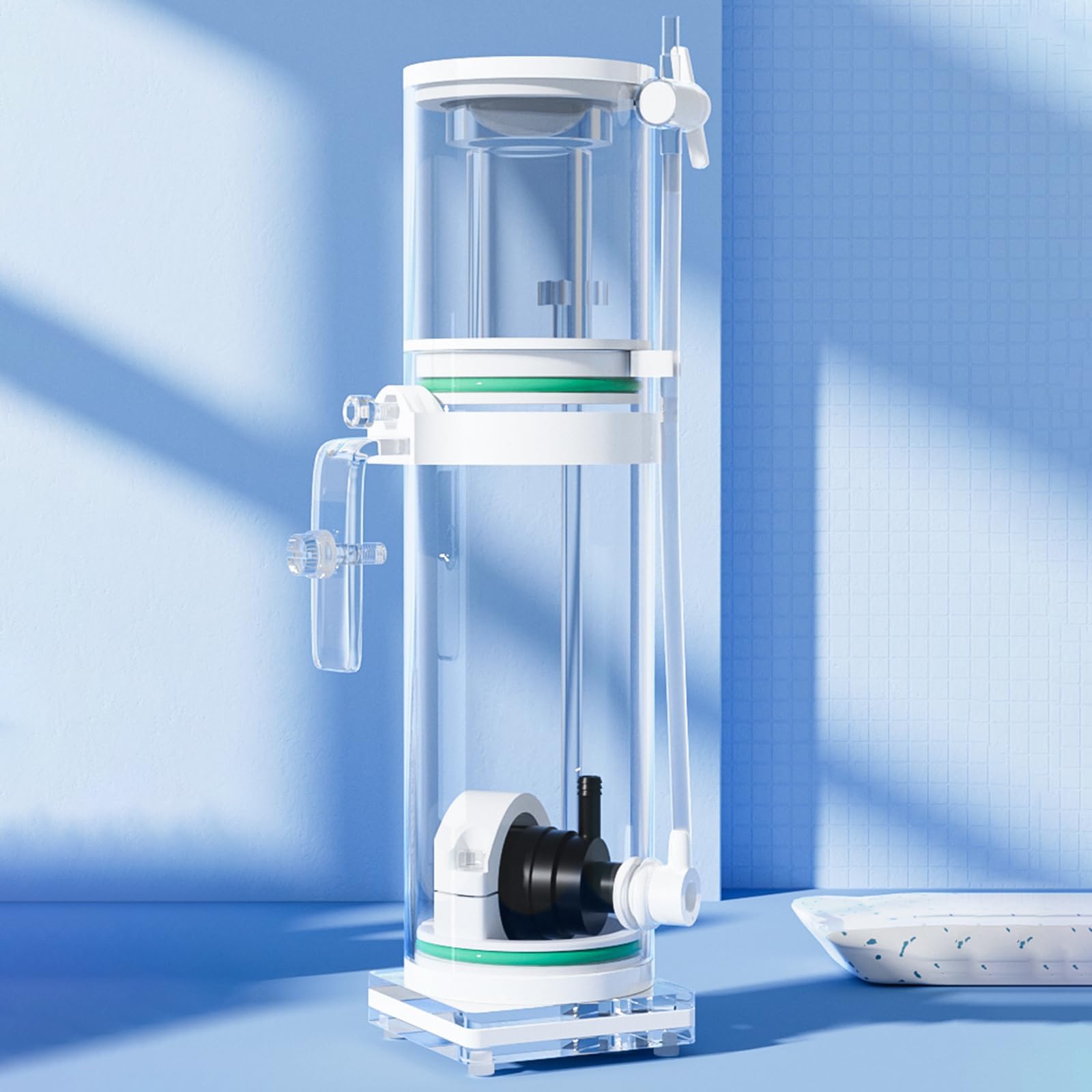 Skimmer de superficie de acuario, espumador interno de proteínas con tubo de aguas residuales, mejora la calidad del agua para peceras, adecuado para varios tamaños de tanques