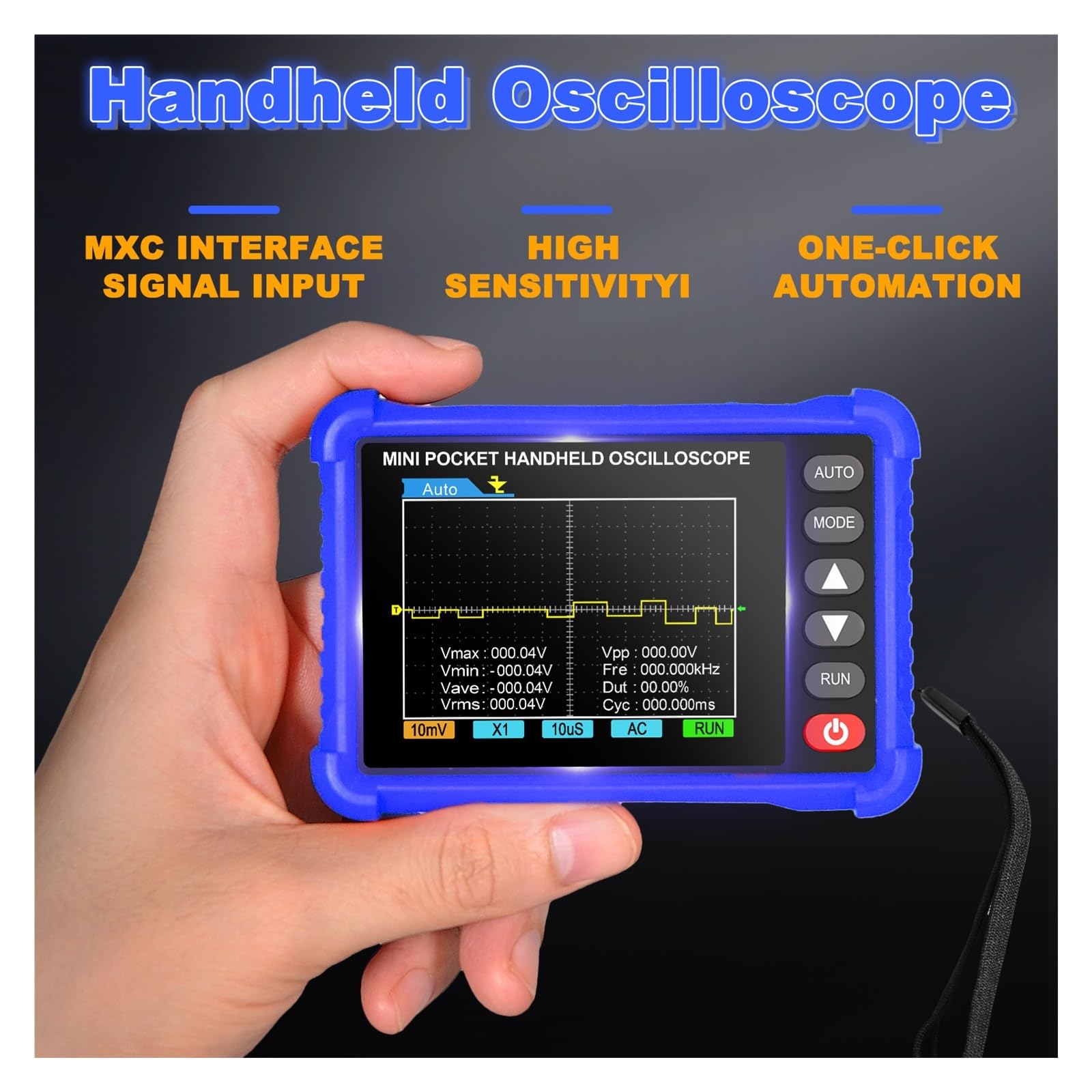 Osciloscopio Digital Mini osciloscopio portátil de 250 K, Ancho Banda kHz y probador Forma Onda 2,5 MS/s(Beige)