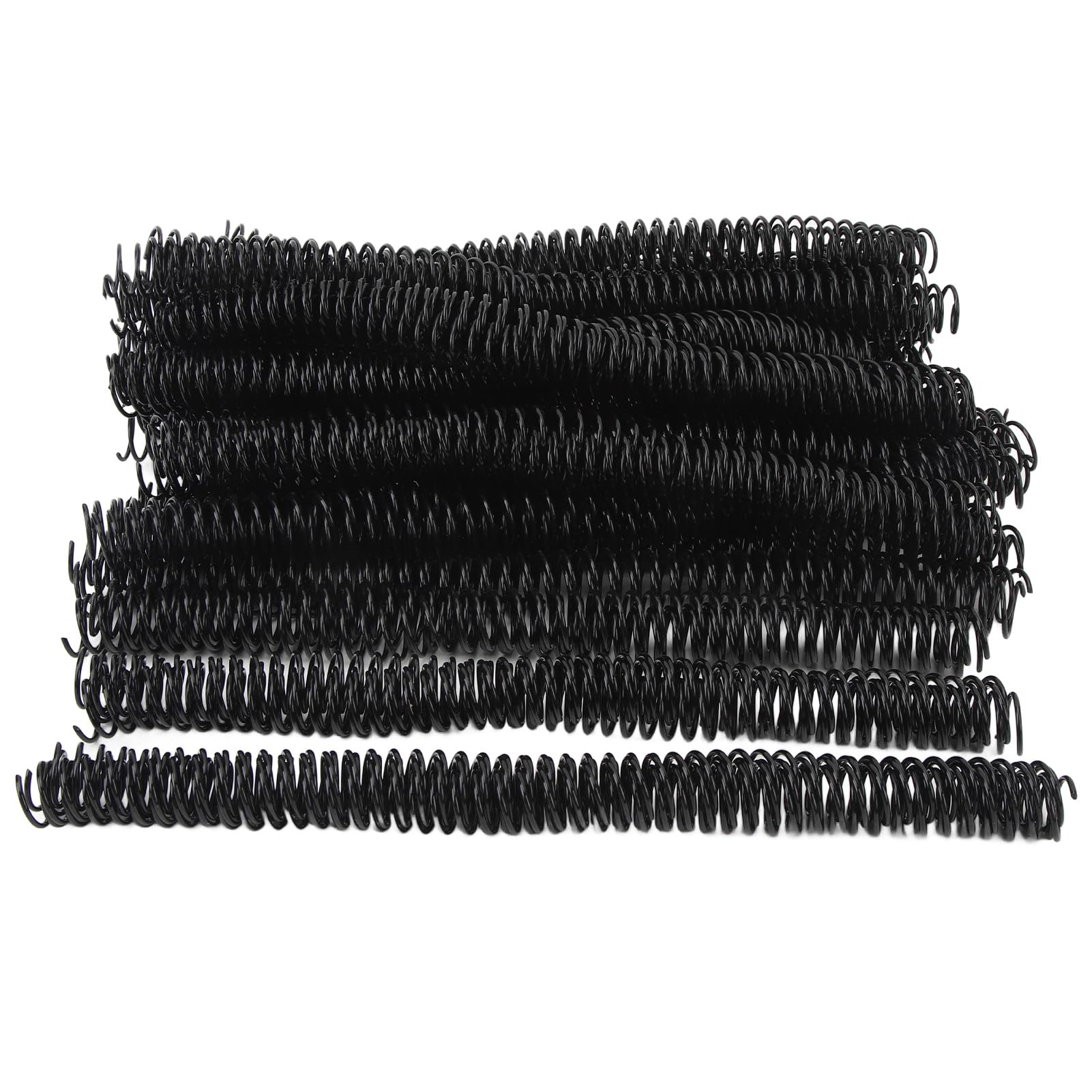 100 pezzi di spirali per rilegatura, diametro 16 mm, 48 denti, passo 4:1, spine in plastica PVC per fogli A4, capacità di 140 fogli, rotazione a 360 gradi per una posizione (Nera)