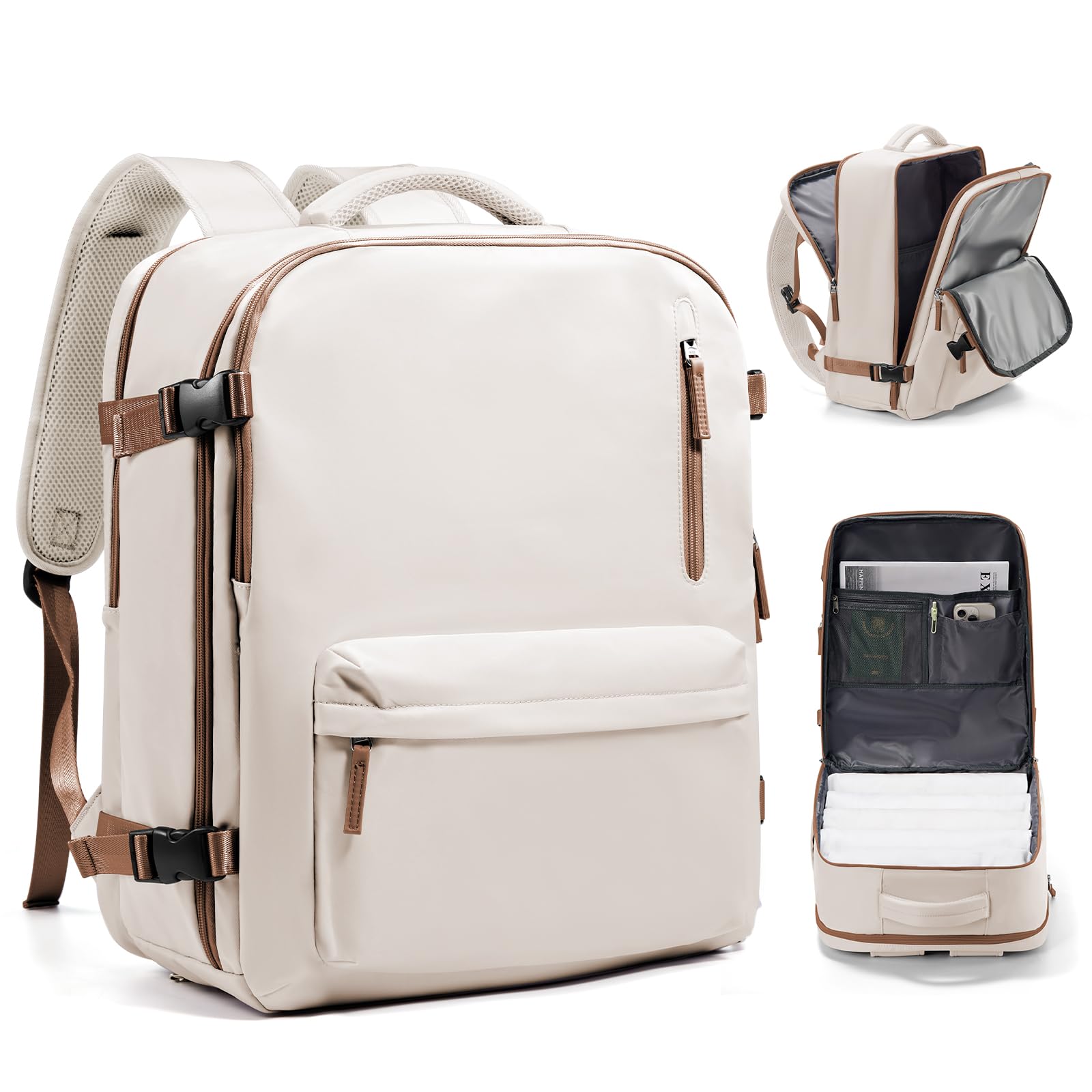 Zaino da Viaggio per Easyjet 45x36x20 Bagaglio a Mano Zaino Borse da Cabina per Easyjet Il Sedile Zaino Aereo Bagaglio a Mano Donna Borsa Cabina Viaggio Zaino Viaggio Casual Daypack,Marrone giallastro