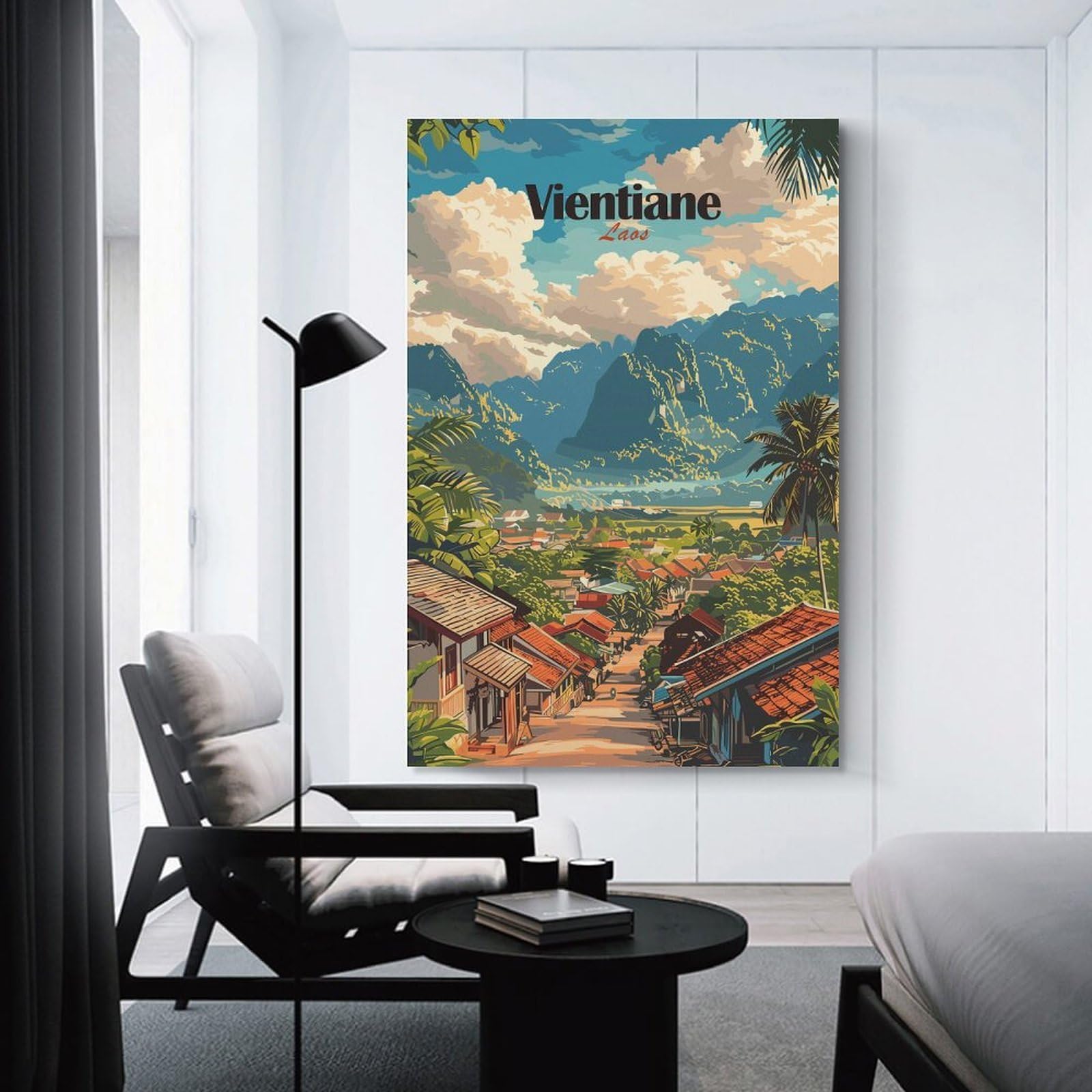 Junmoney Vientiane, Laos Travel Canvas Wall Picture, 20x30inch(50x75cm), for Home, Office, Studio Or Guest Room, A Flexible Wall Accent for Shared Spaces