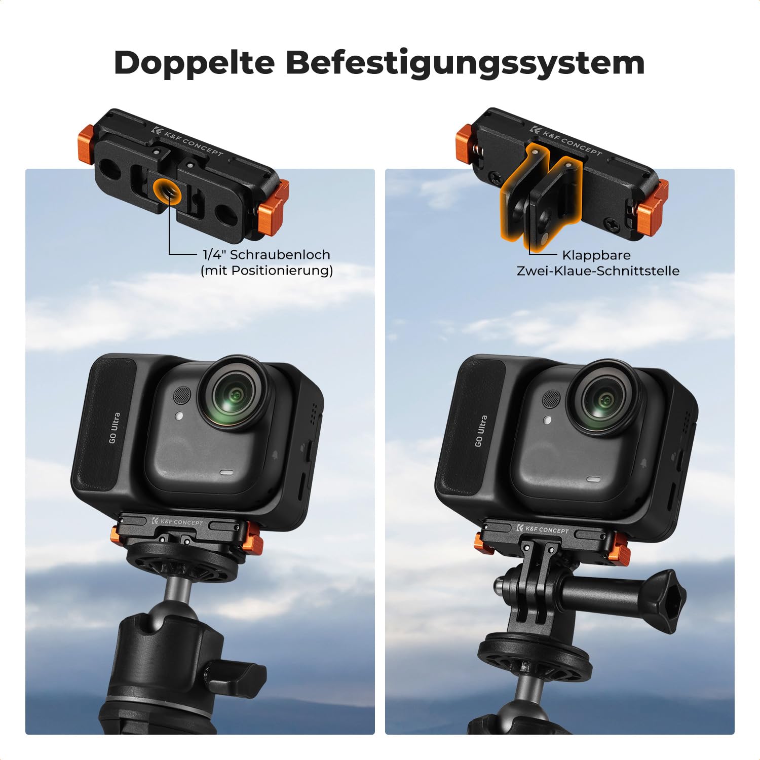 K&F CONCEPT Magnetische Schnellverschluss Adapterhalterung, Schnellverschlussschnalle Kompatibel mit Insta360 Go Ultra Zubehör, Magnetische Kamerahalterung mit 1/4 Zoll Schraubenloch