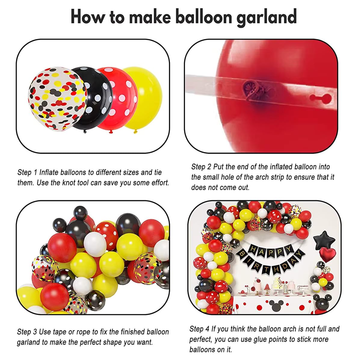 PartyToko 99kits Red Yellow Black Balloon Garland Arch Kit - Cartoon Theme Party Decorations with Different Sizes Party Balloons for Birthday Anniversary Baby Shower Backdrop Decorations 2