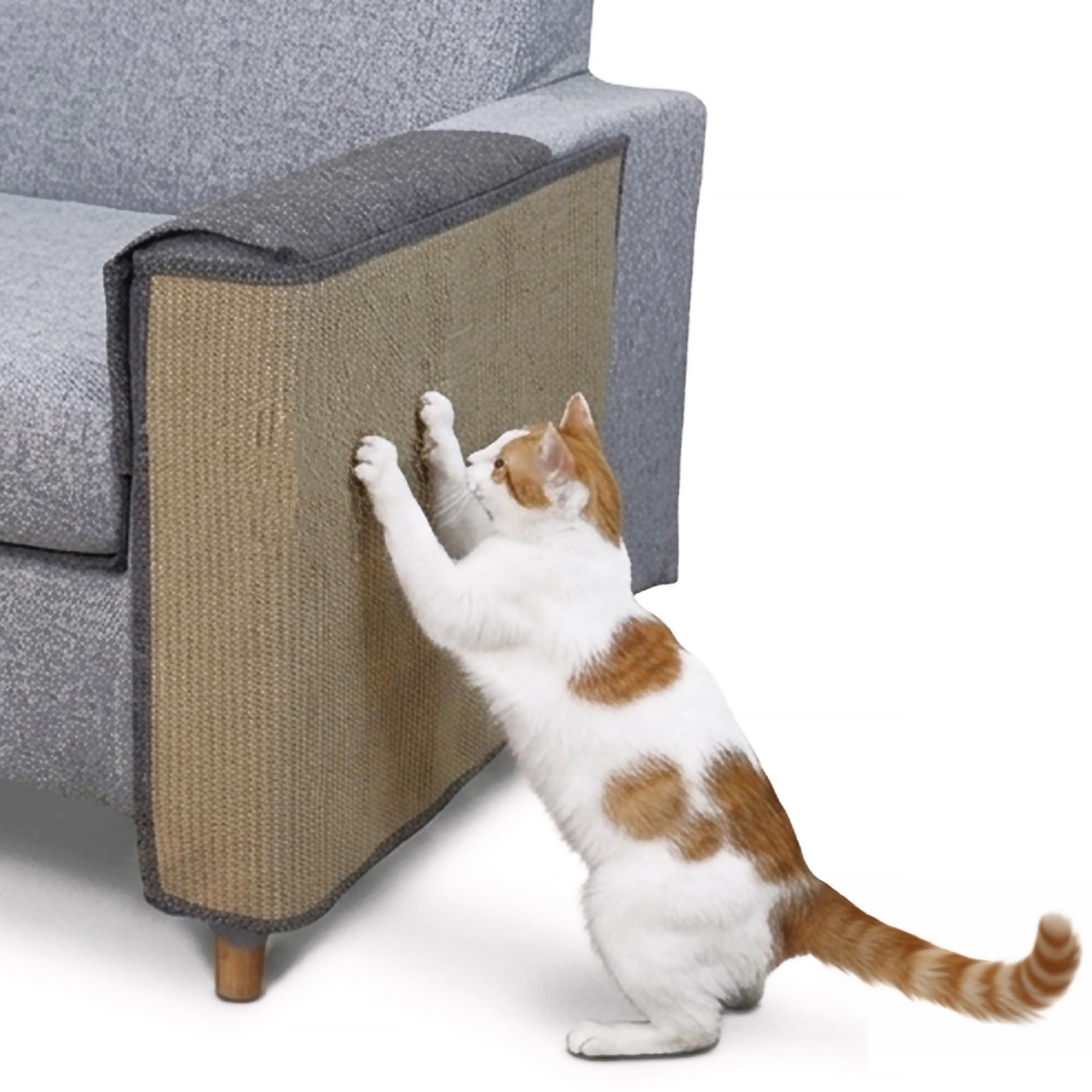 Petpals Cat Scratching Sofa Protector, SofaGuard Jute Cat Scratching Pad, Furniture Protector with Natural Jute Scratching Mat for Couch Sofa Armrest, Sell as a Pair, Brown