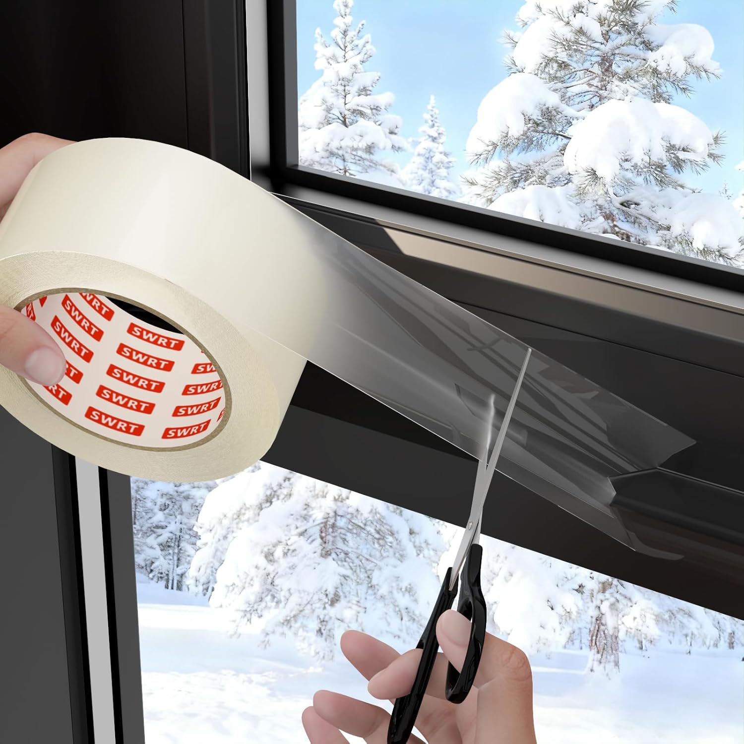 SWRT 2x30 YD 8 Mil Heavy Duty Transparent Window Insulation Tape - No Residue Weather Sealing Kit for Doors, Windows, Winter Summer Energy Savings