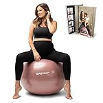 BABYGO Birthing Ball - Pregnancy Yoga Labor & Exercise Ball & Book Set Trimester Targeting, Maternity Physio, Birth & Recovery Plan Included Anti Burst Eco Friendly (Rosewood, 65cm)