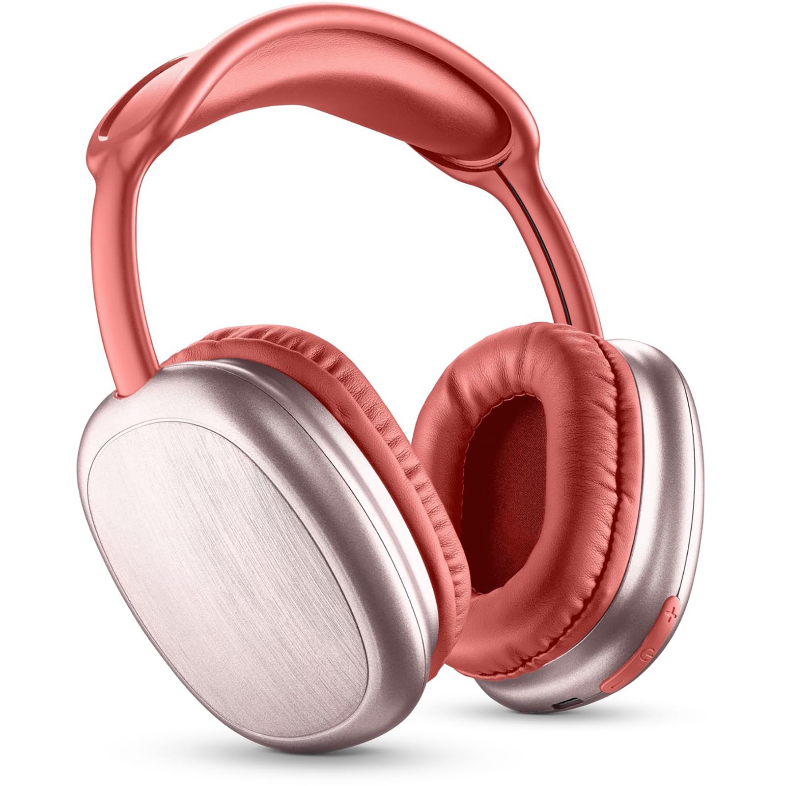 Music Sound | MAXI2 Bluetooth Headphones | On Ear Bluetooth 5.0 Headphones - Play Time 22h - Charging Time 1.5h - Built-in Microphone - Pavilion Controls and Adjustable Headband, Red