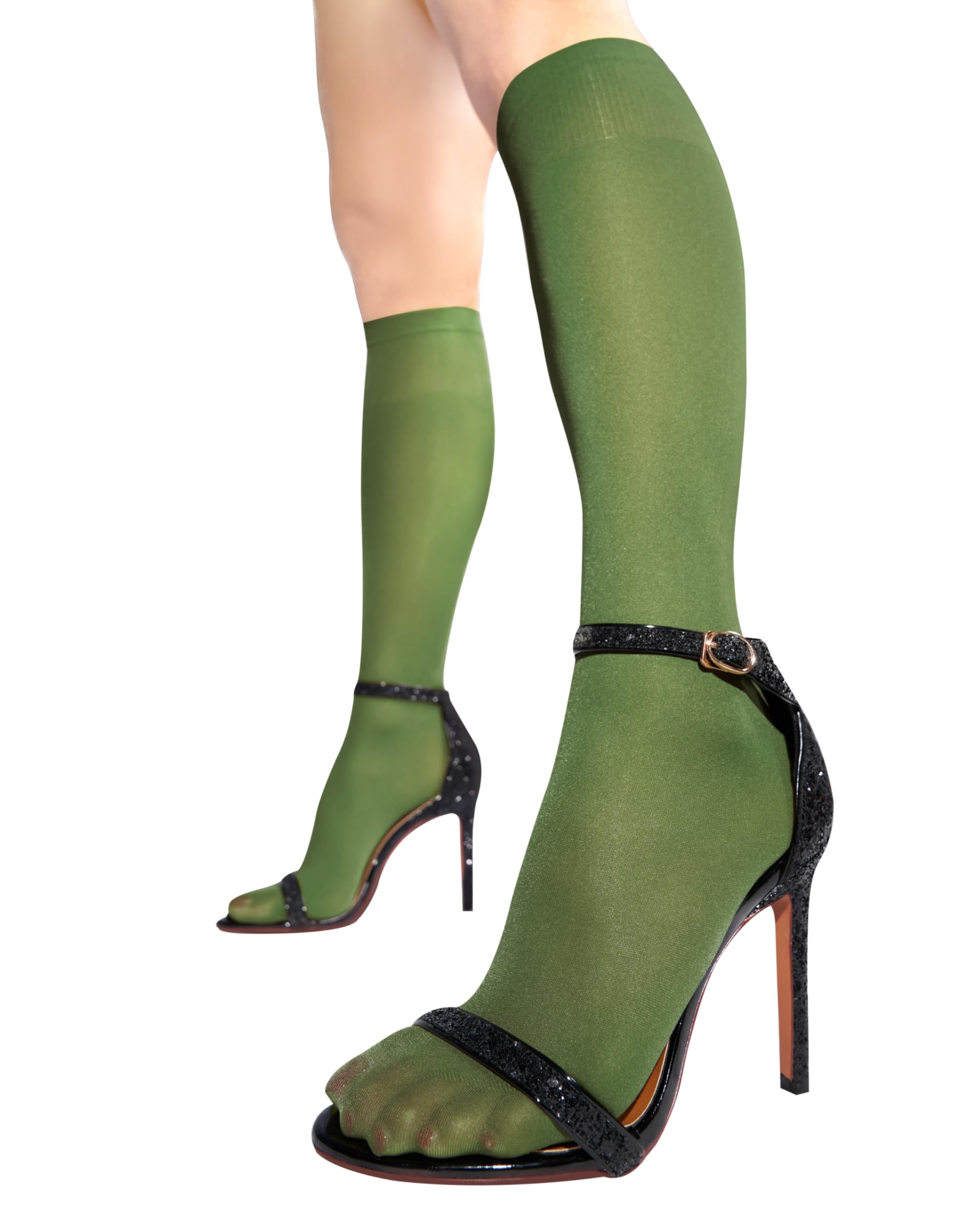 Sofsy Women's Cactus 40 Den Opaque Knee High Socks | Smart & Professional Pop Socks | Office Wear